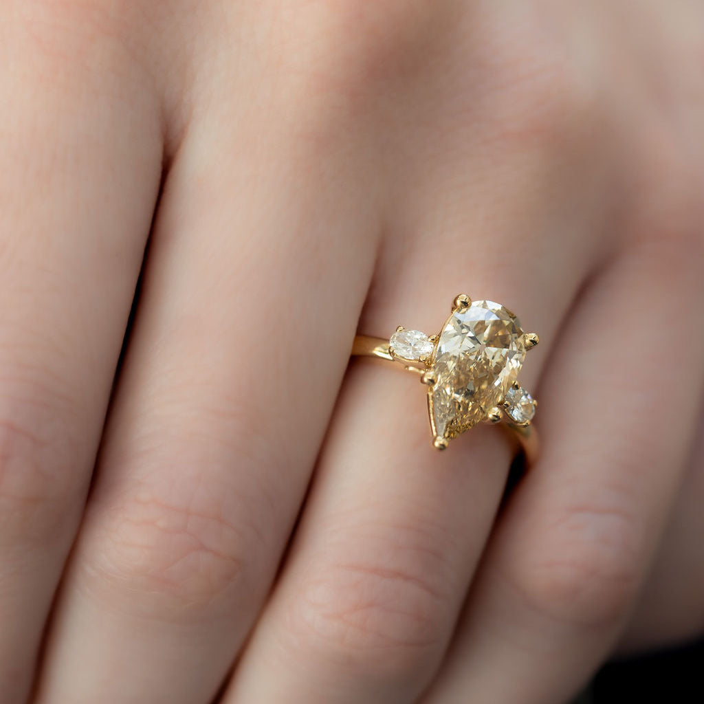 The Ruth 2.04 ct Champagne Pear Diamond Ring