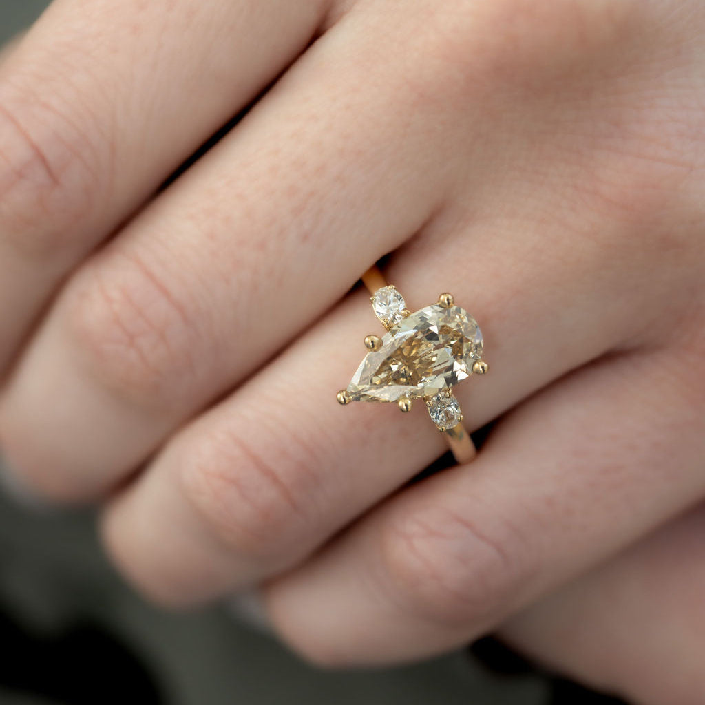 The Ruth 2.04 ct Champagne Pear Diamond Ring