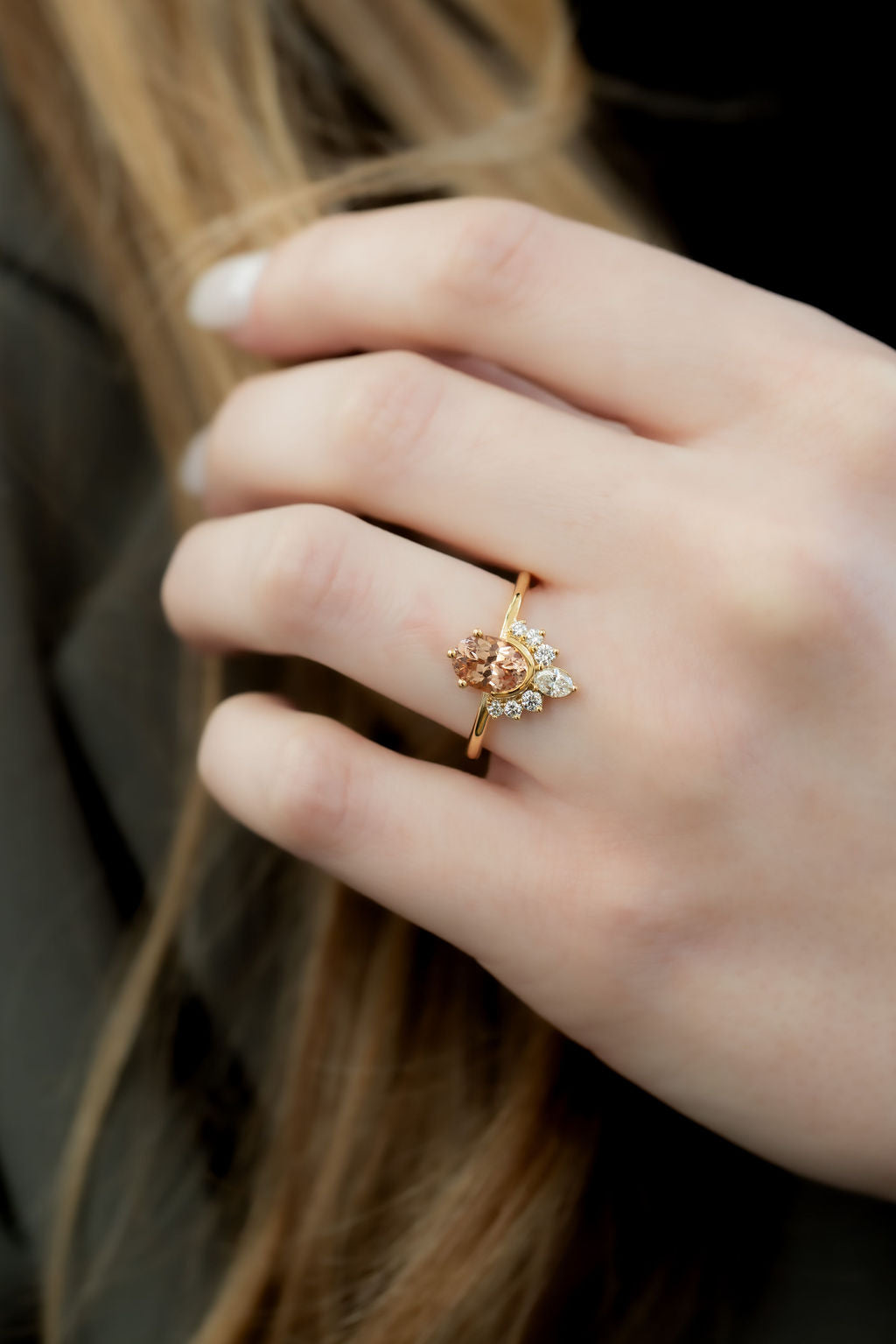 The Athena 1.45 ct Oval Peach Garnet Ring