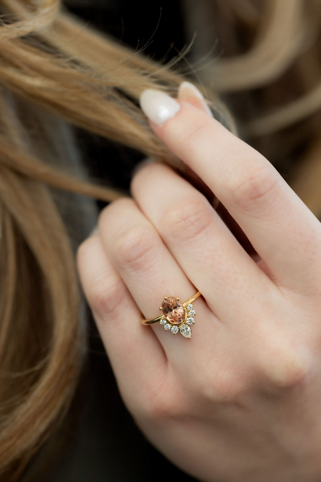 The Athena 1.45 ct Oval Peach Garnet Ring