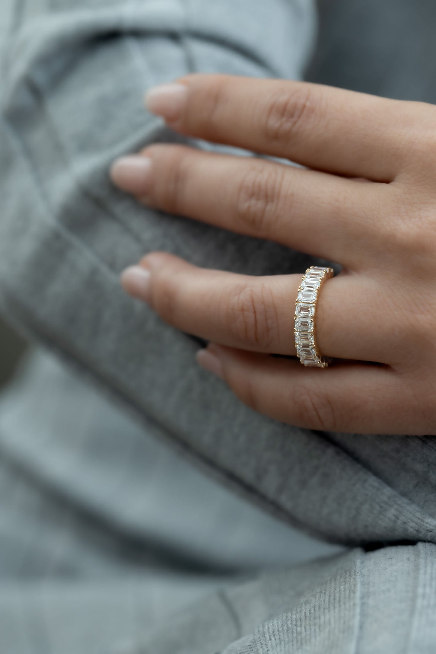 The Amara Emerald Cut Eternity Band