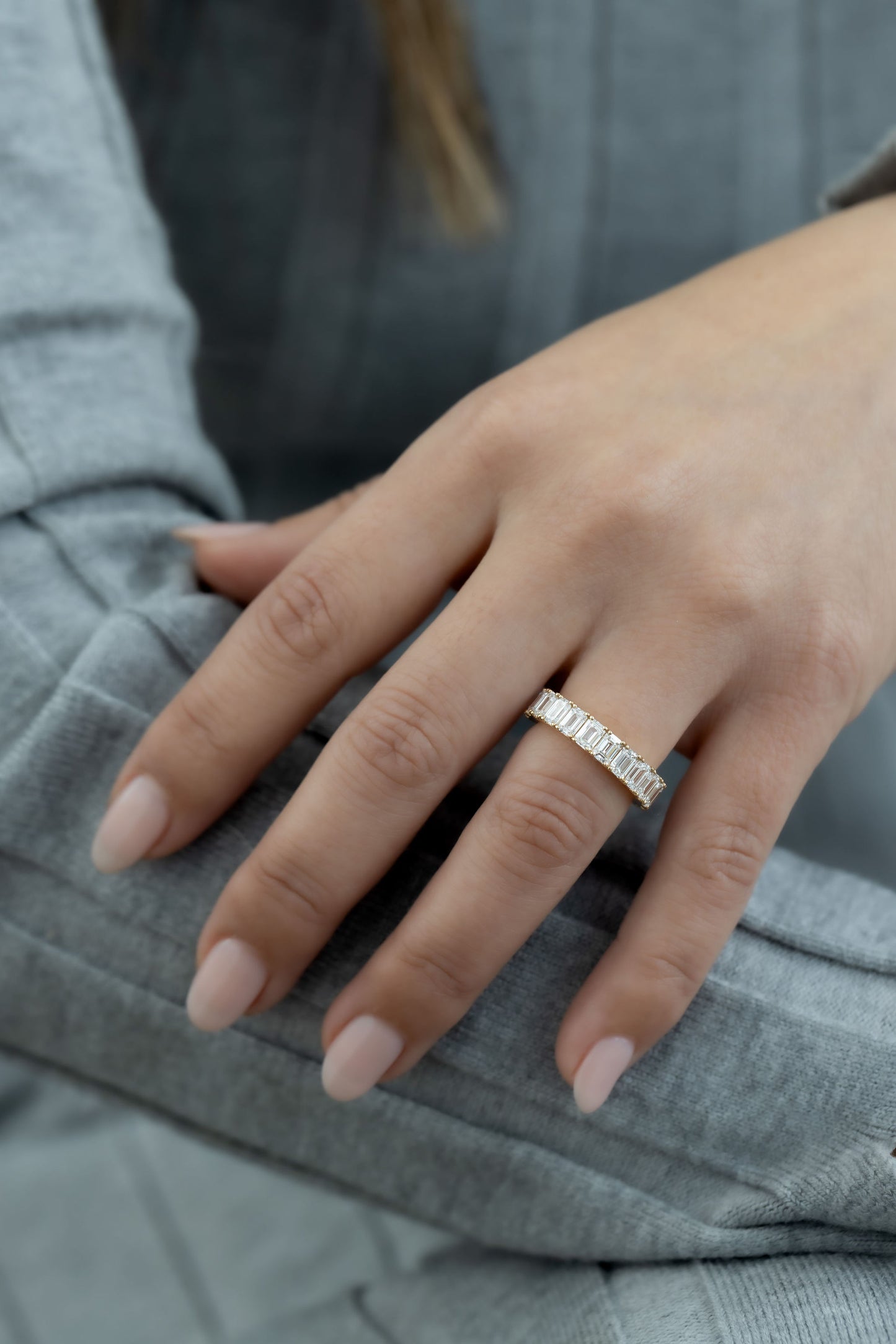 The Amara Emerald Cut Eternity Band