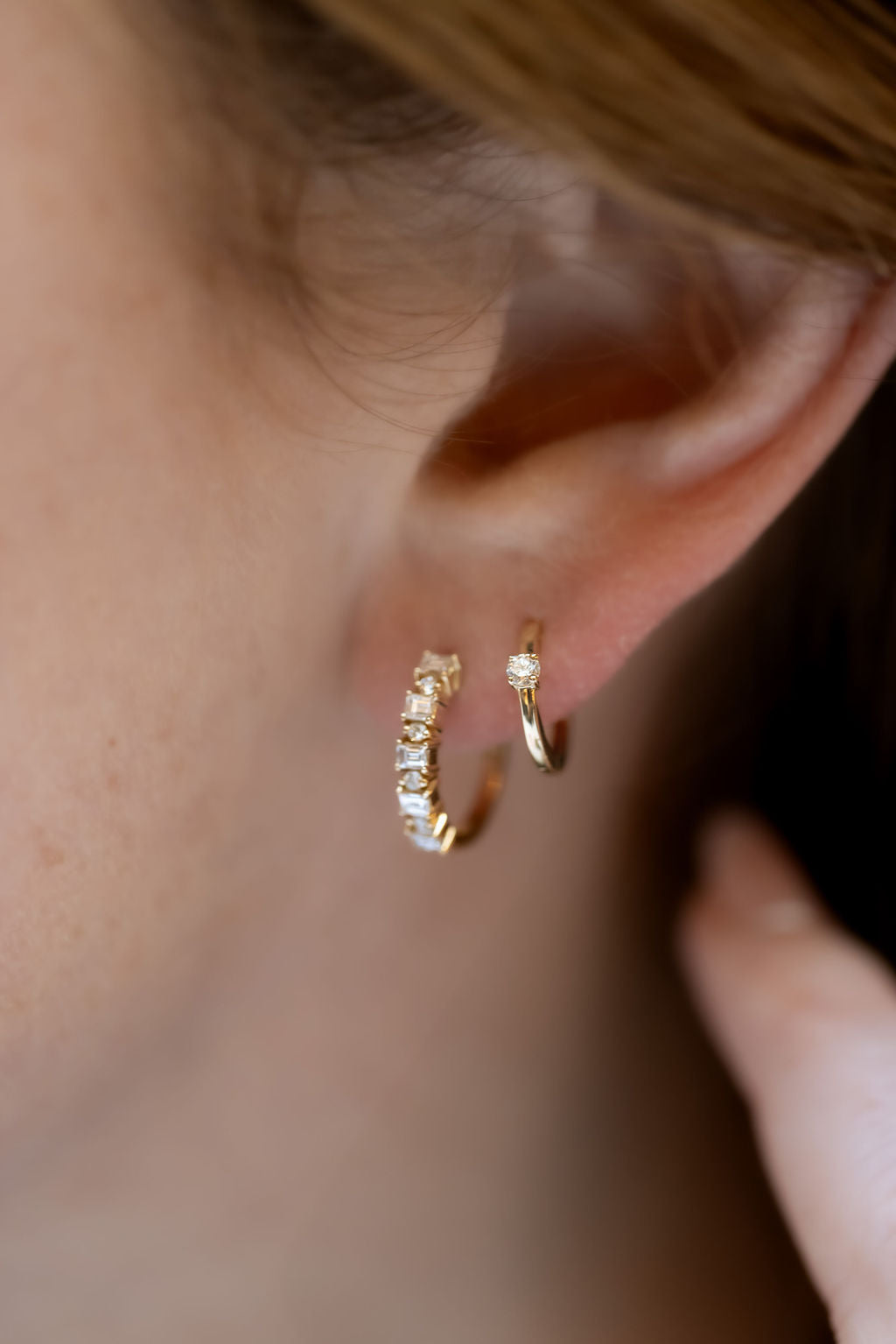 Prong Set Diamond on Huggie Earrings