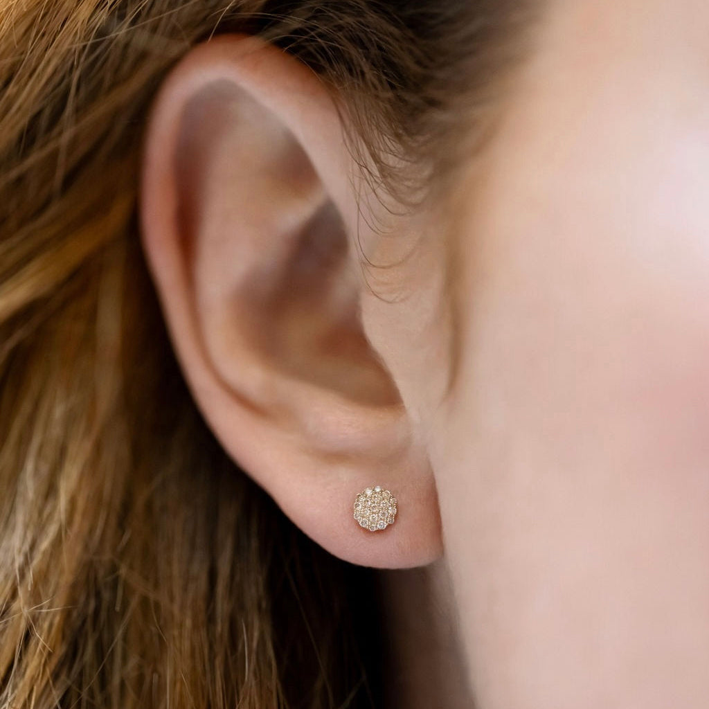 Pave Round Diamond Stud Earrings