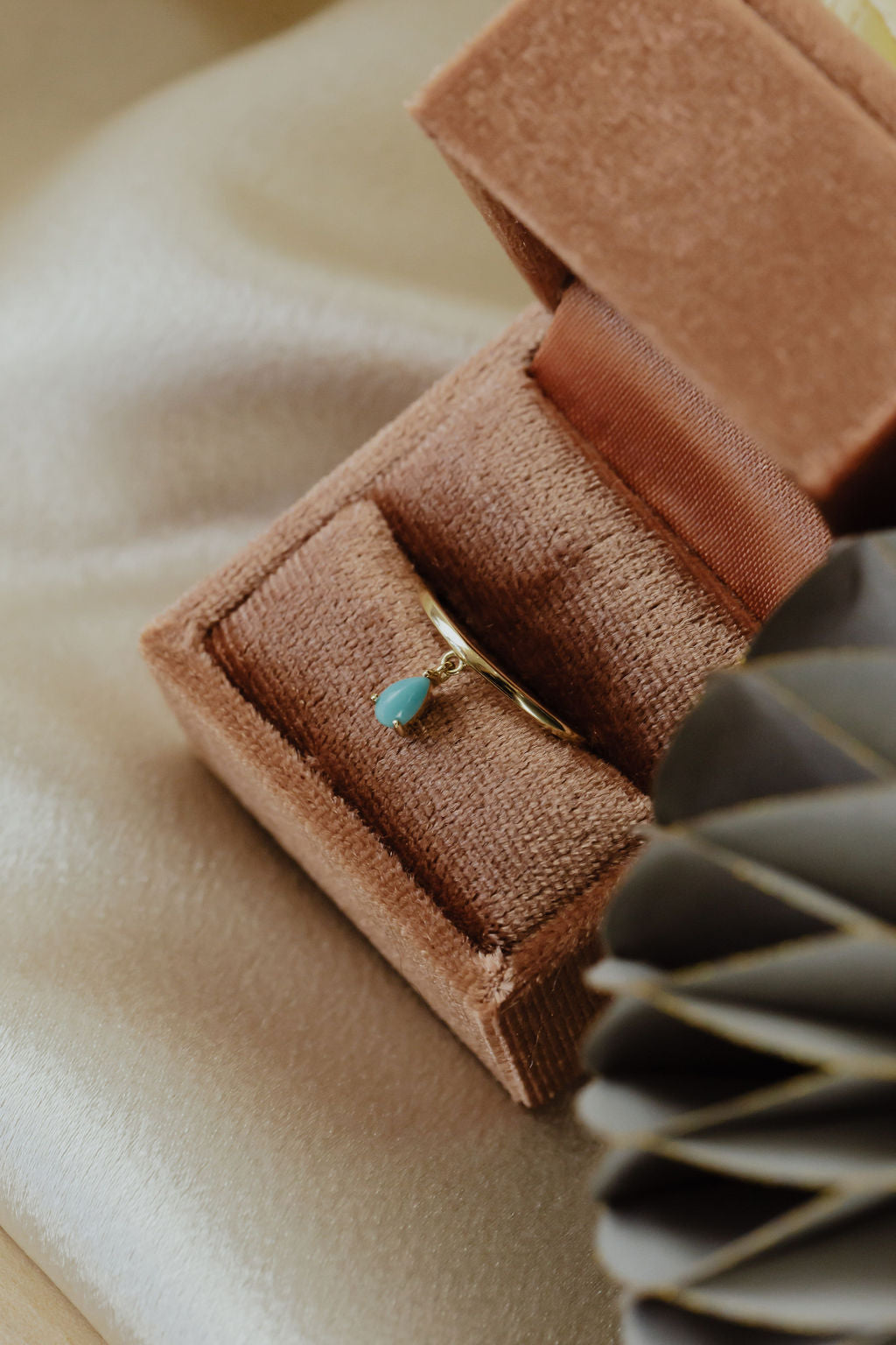 Pear Turquoise in Prongs Dangle Ring