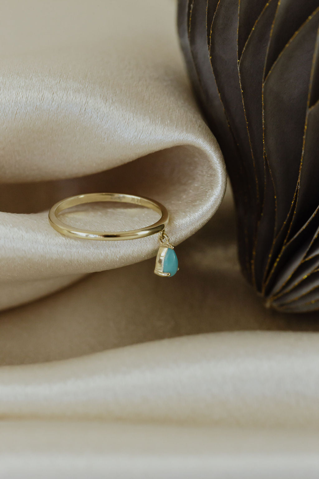 Pear Turquoise in Prongs Dangle Ring