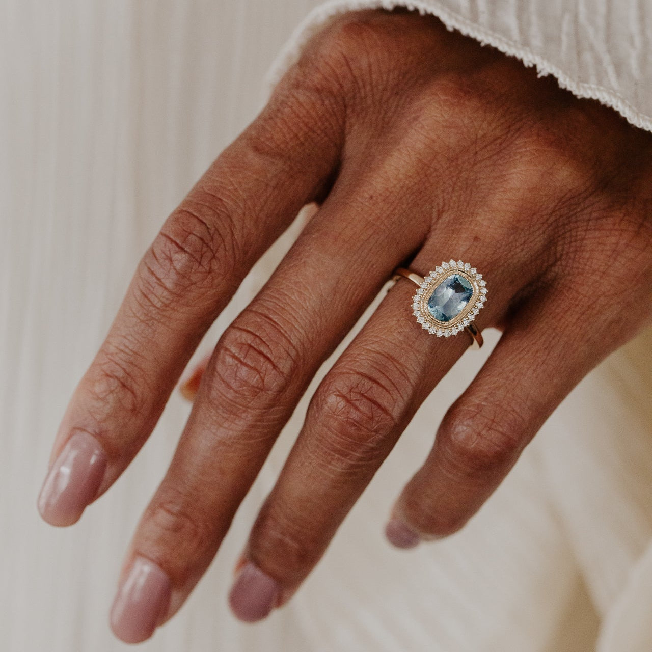 The Nile 1.71 ct Elongated Cushion Blue Montana Sapphire Ring