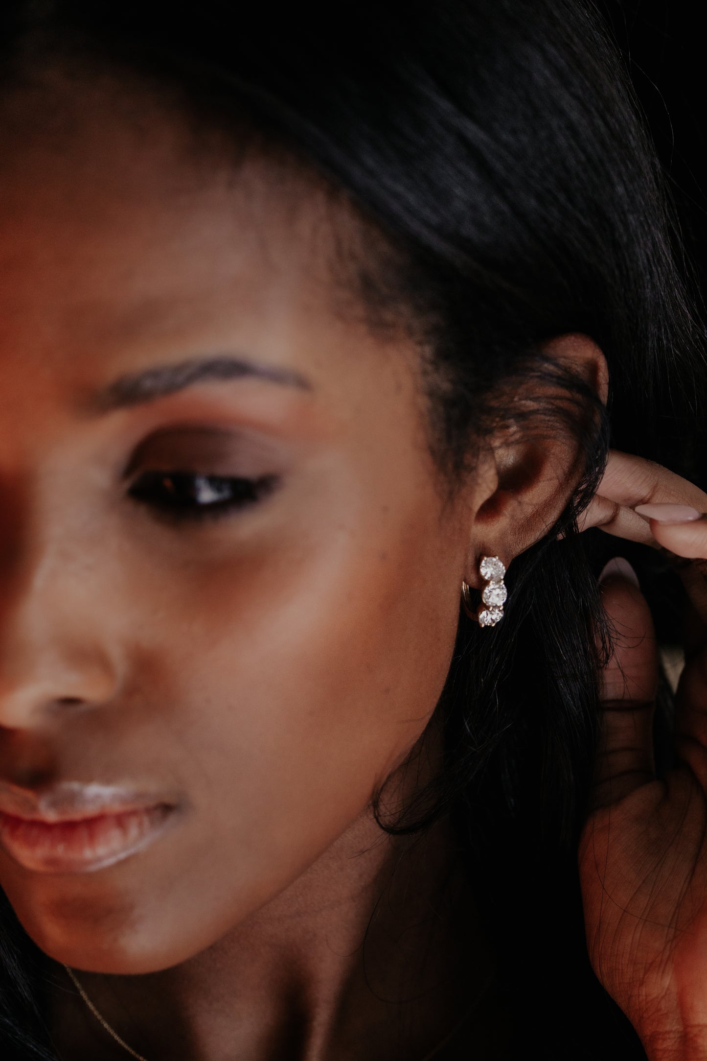 Three Lab Grown Diamond Hinged Hoop Earrings