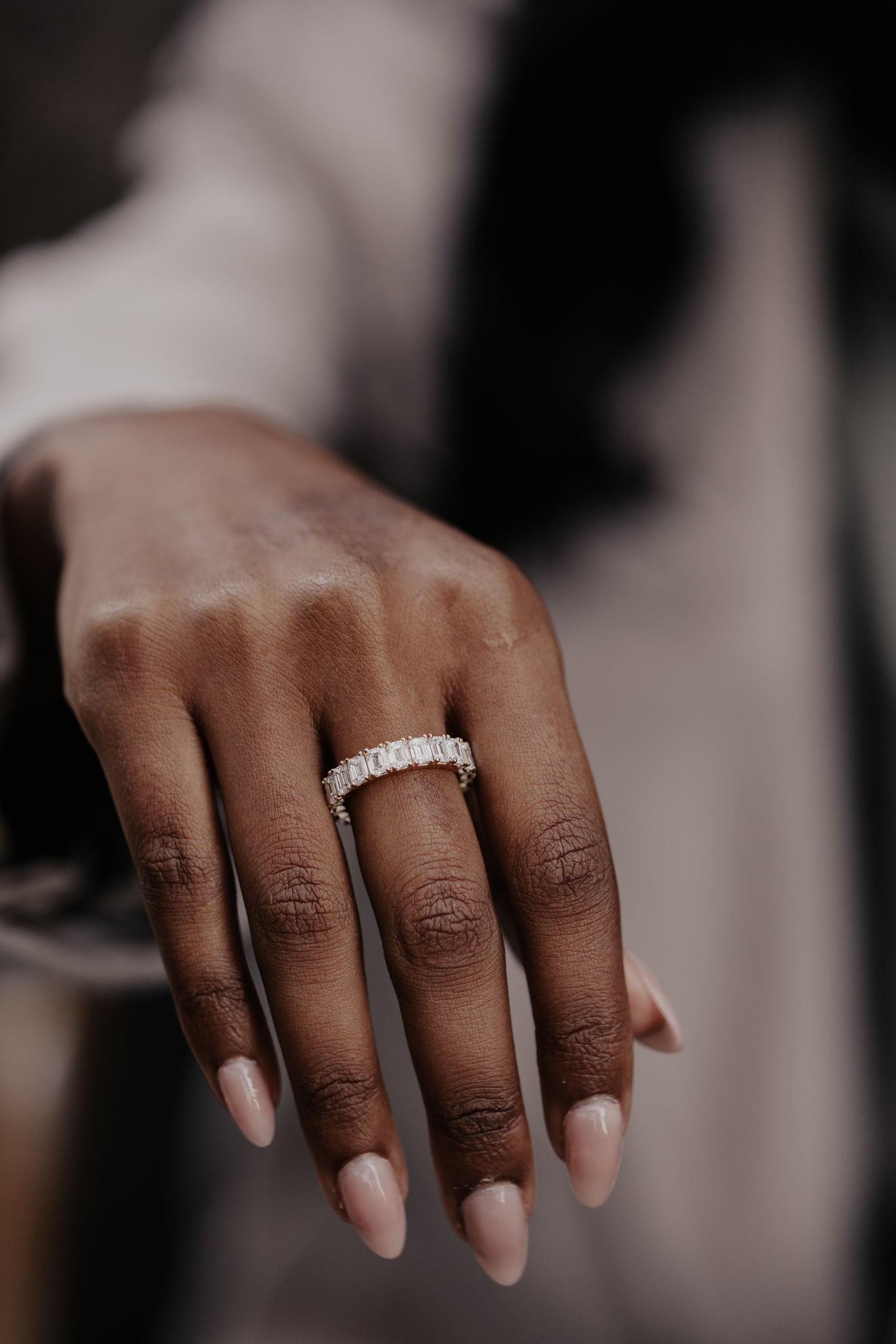 The Amara Emerald Cut Eternity Band