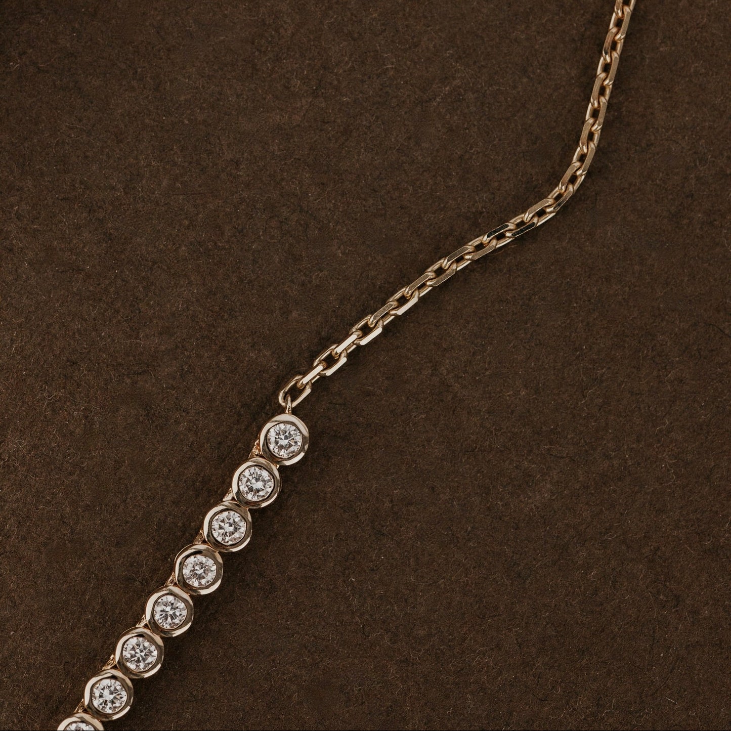 Bezel Set Diamond Partial Tennis Necklace on Chain