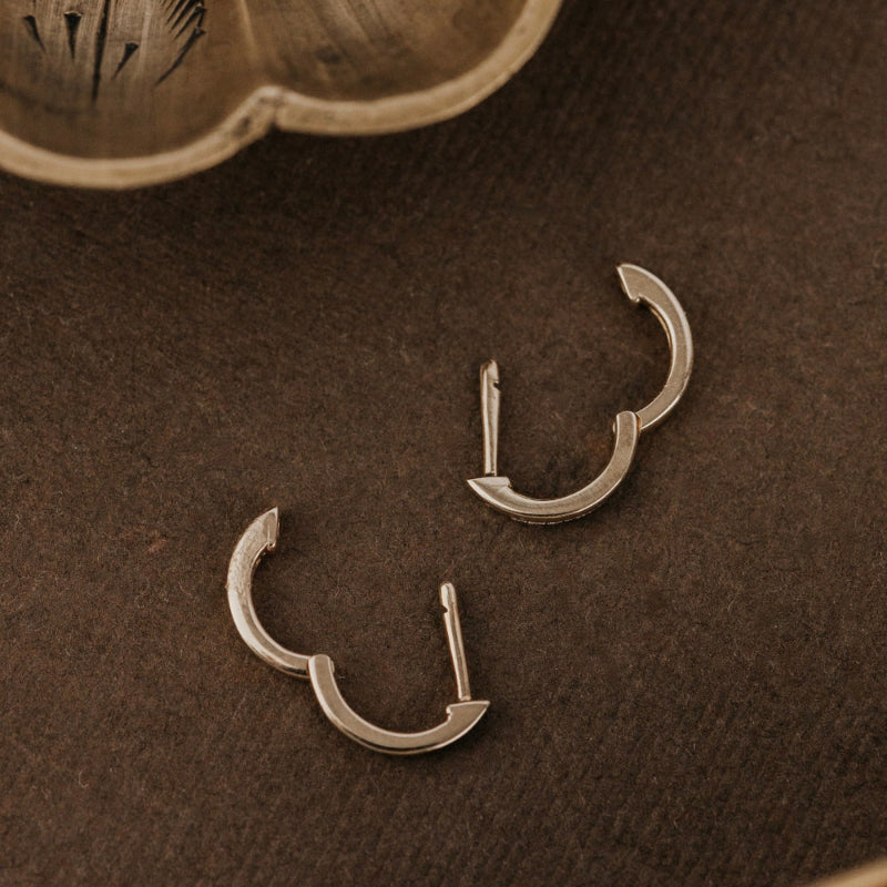 Offset Pave Huggie Earrings