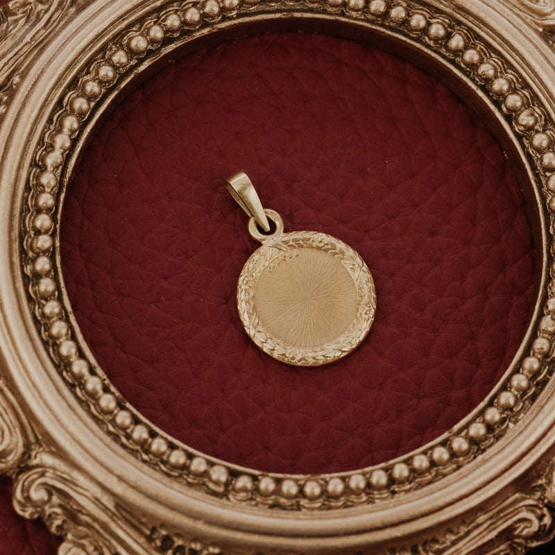 Medium 18k Yellow Gold Vintage Love Token with Textured Edge