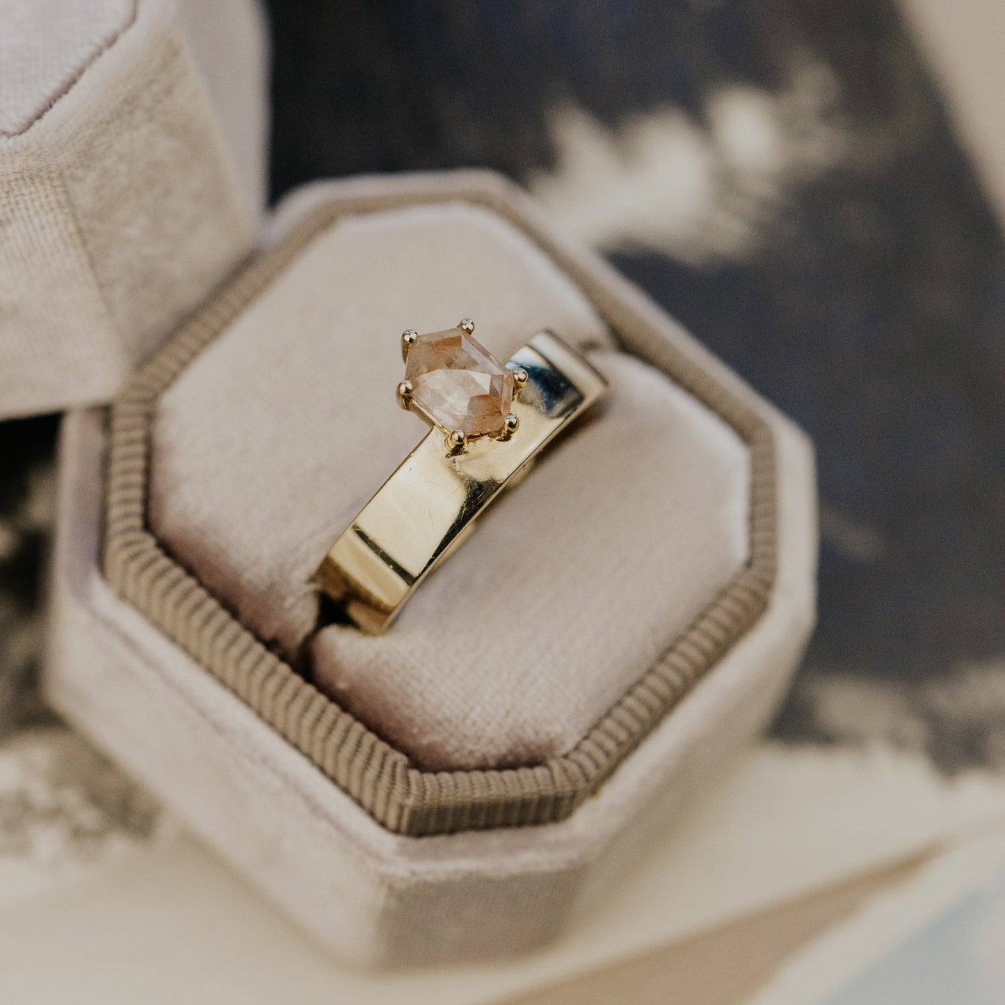The Sezanne 1.05 ct Hexagon Rustic Diamond Ring