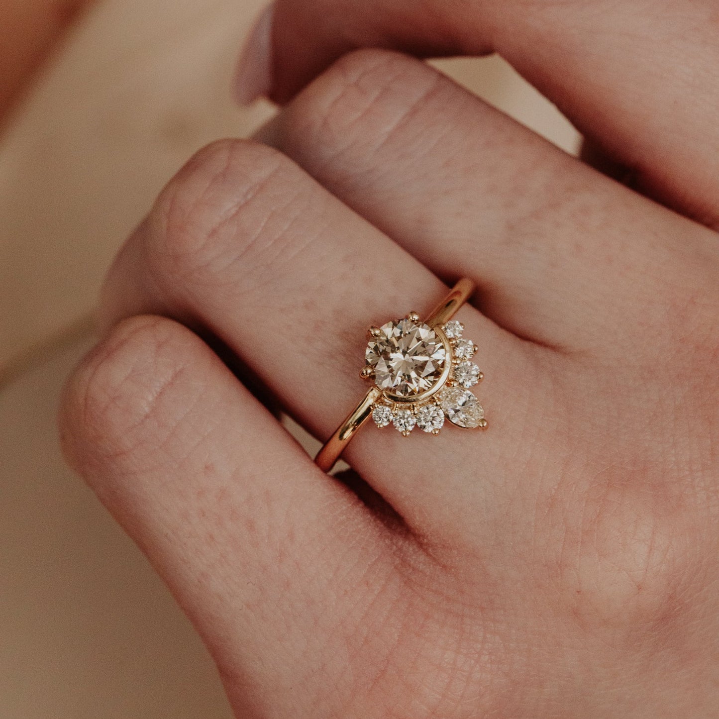 The Athena 1.13 ct Round Champagne Diamond Ring