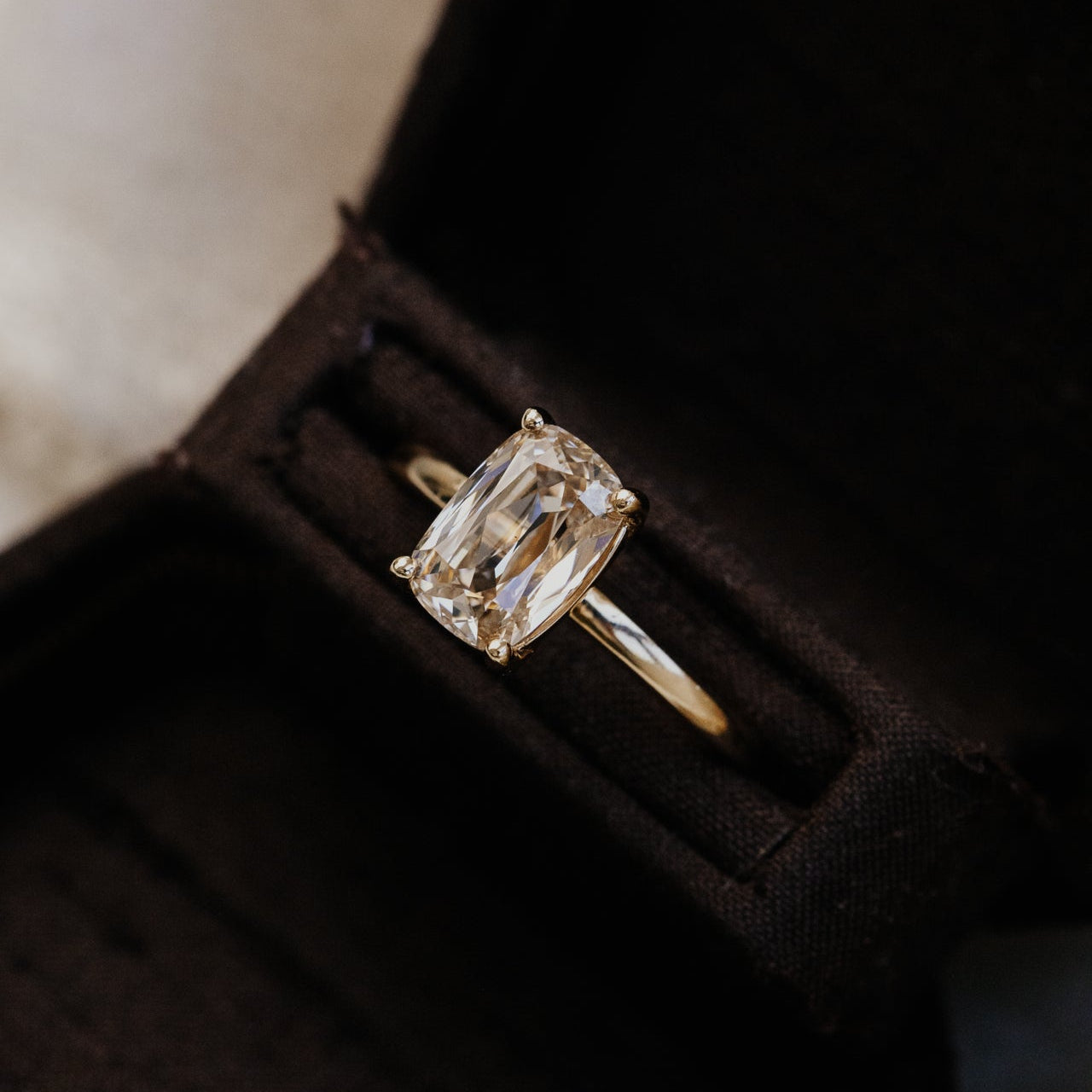 The Maeve 2.05 ct Long Cushion Champagne Solitaire