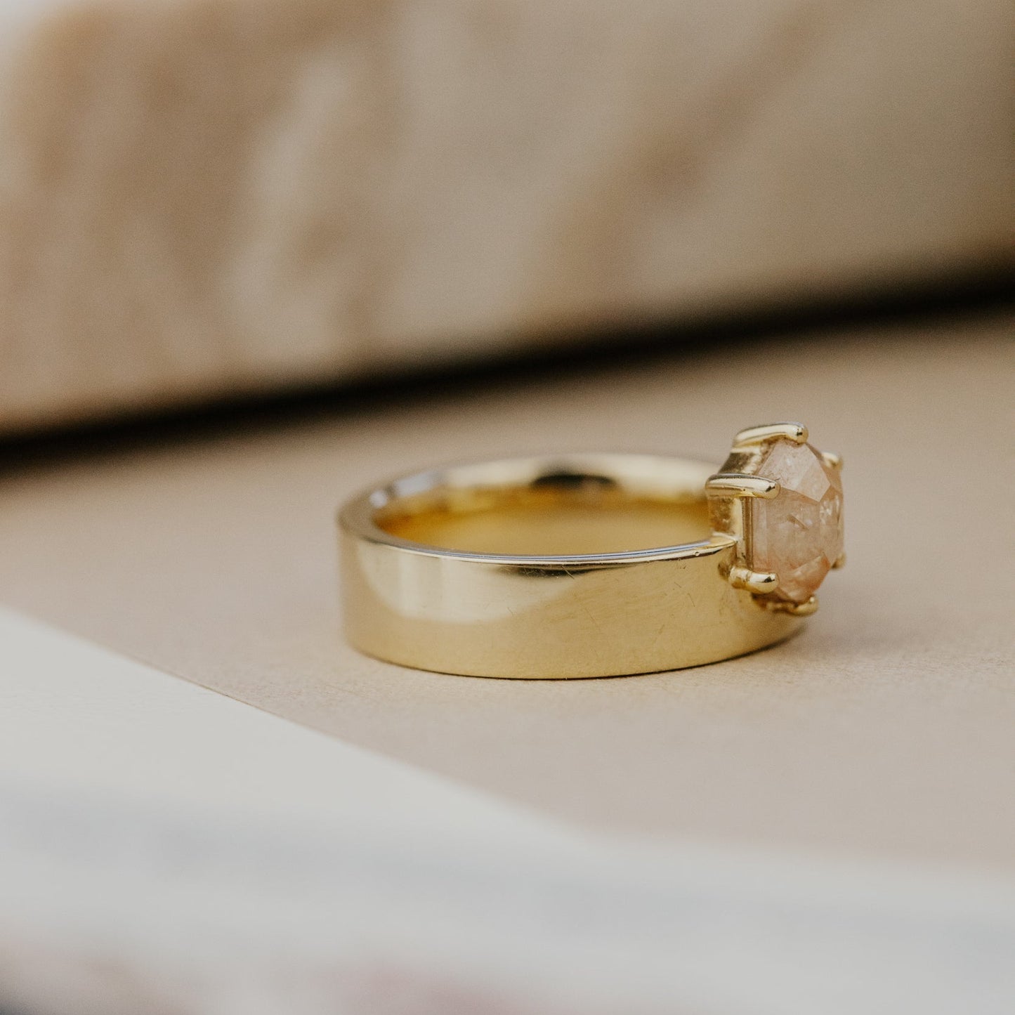 The Sezanne 1.05 ct Hexagon Rustic Diamond Ring