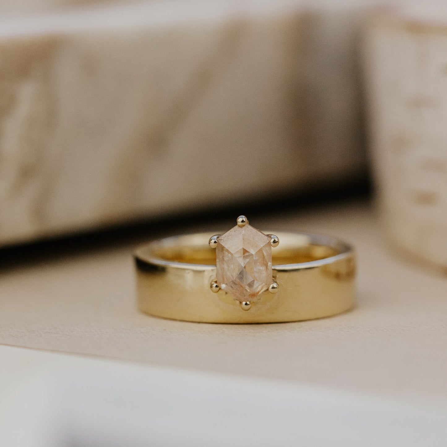 The Sezanne 1.05 ct Hexagon Rustic Diamond Ring