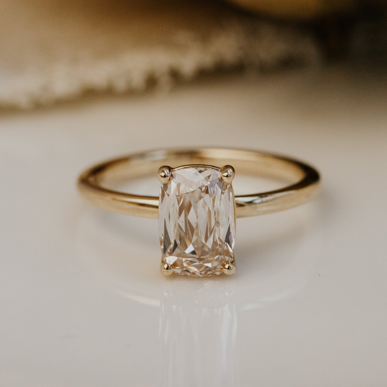 The Maeve 2.05 ct Long Cushion Champagne Solitaire