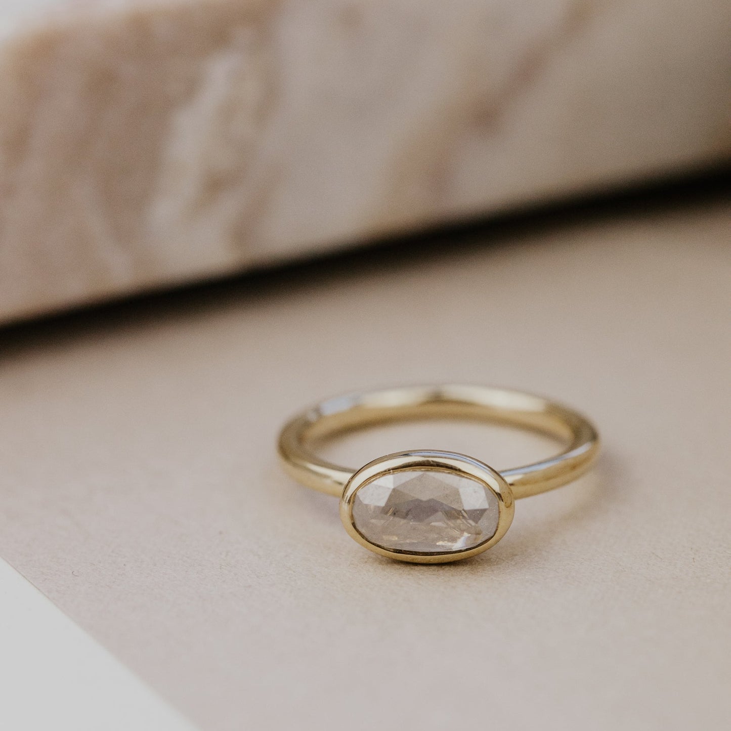 The Bennett 1.69 ct Oval Rustic Diamond Bezel Solitaire