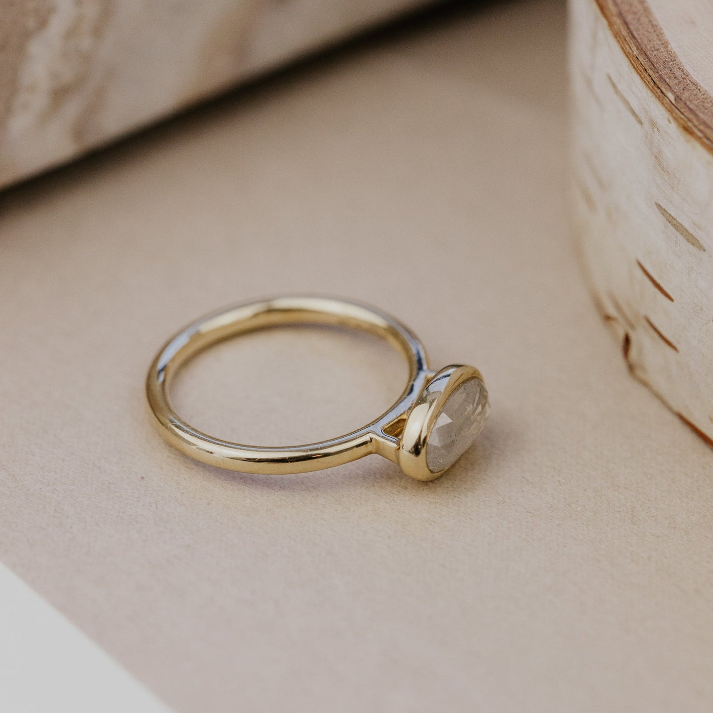 The Bennett 1.69 ct Oval Rustic Diamond Bezel Solitaire