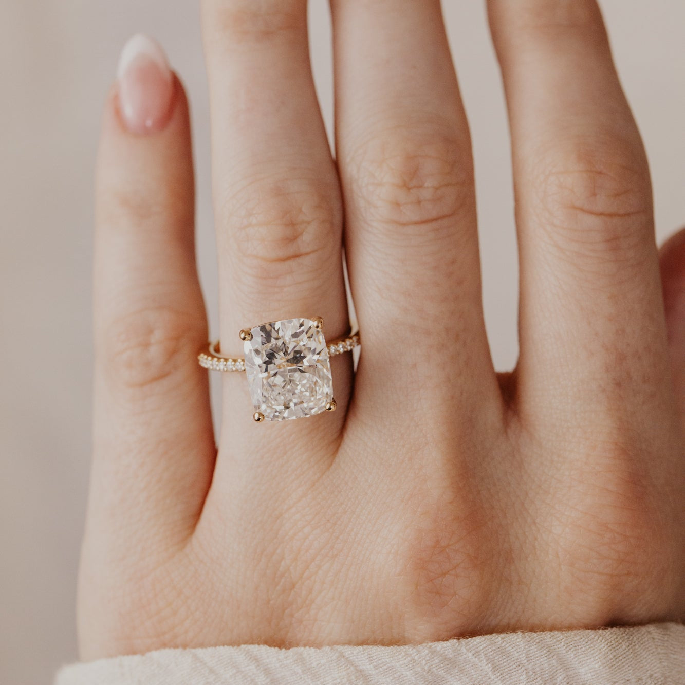 The Jenna 6.47 ct Elongated Cushion Lab Grown Diamond Ring