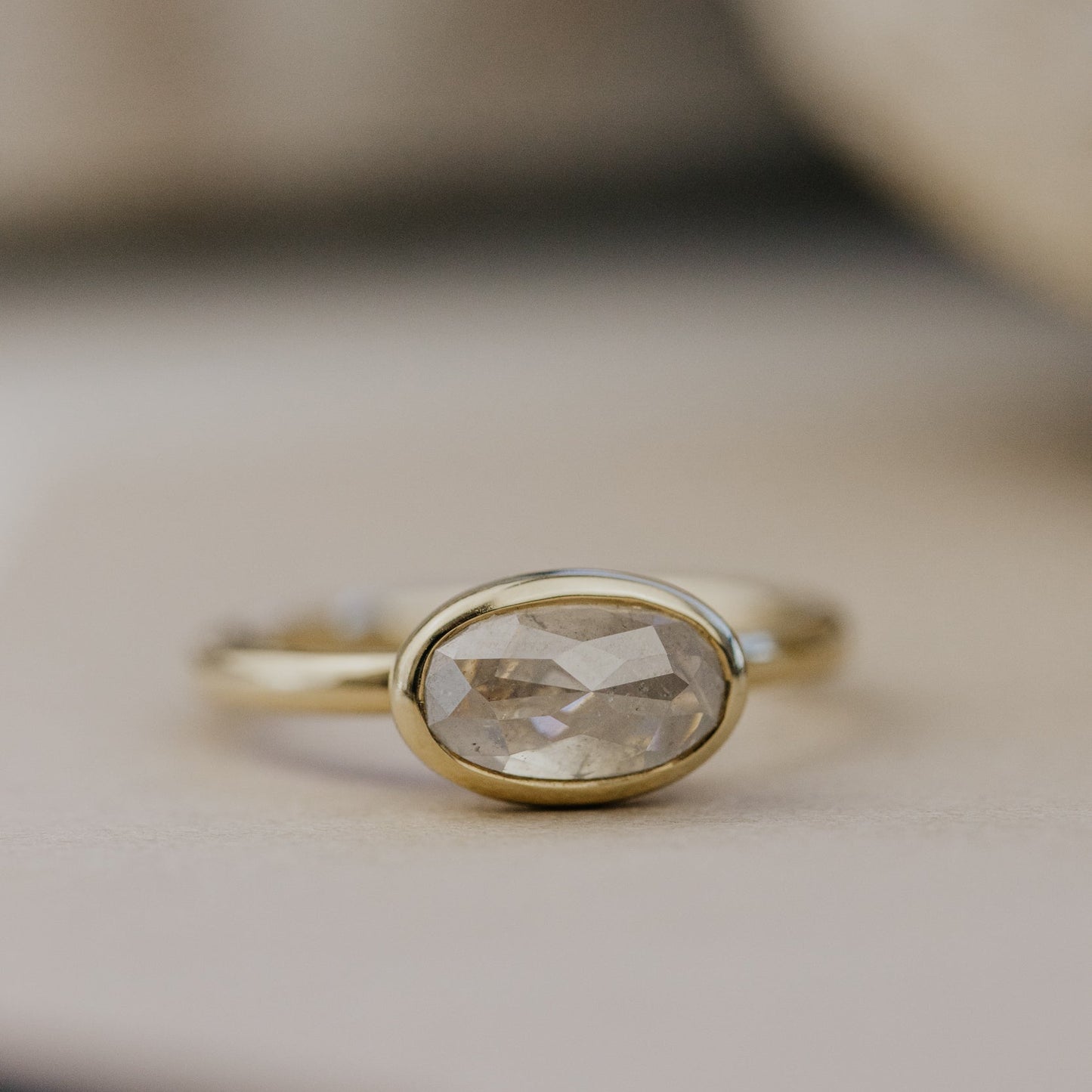 The Bennett 1.69 ct Oval Rustic Diamond Bezel Solitaire