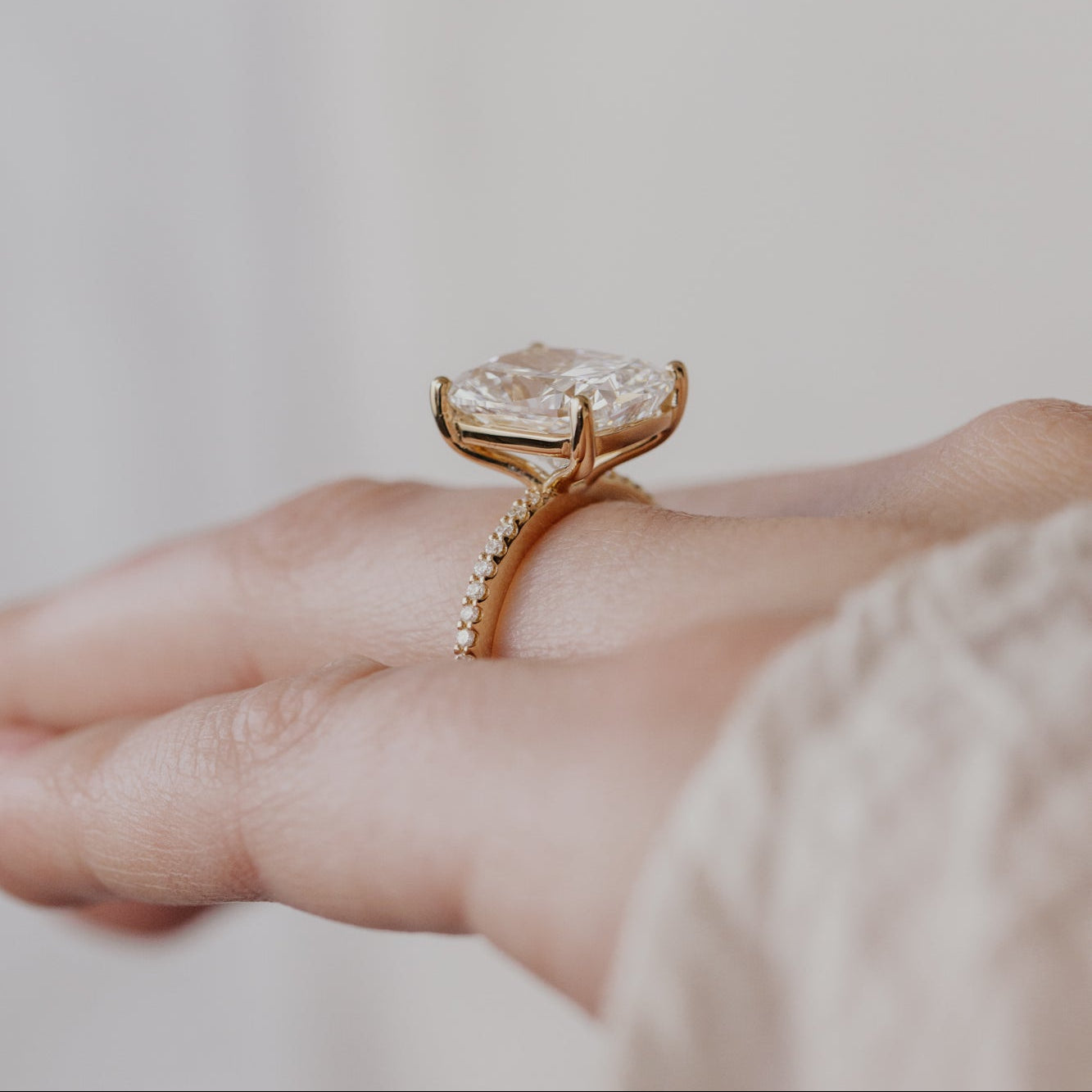 The Jenna 6.47 ct Elongated Cushion Lab Grown Diamond Ring