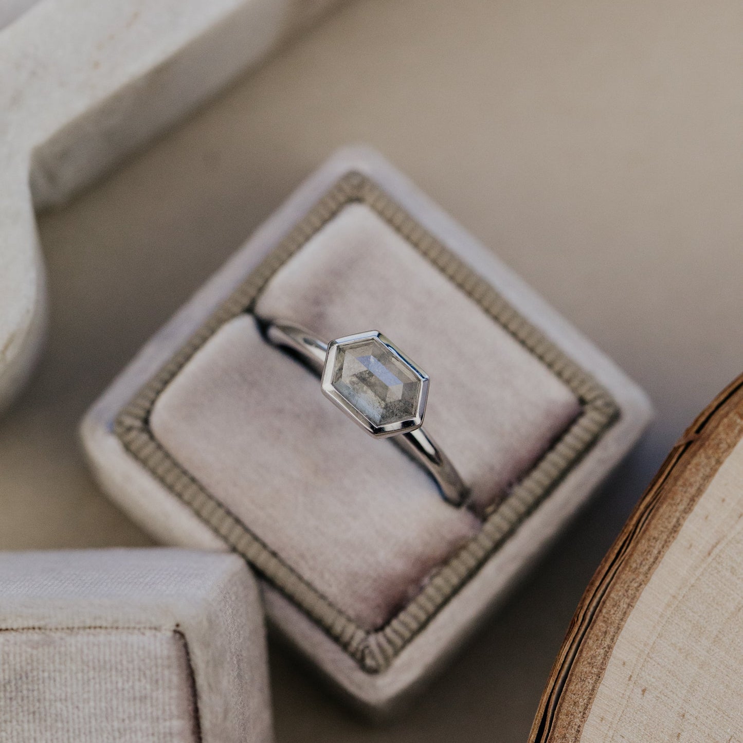 The Bennett 1.21 ct Hexagon Rustic Bezel Solitaire