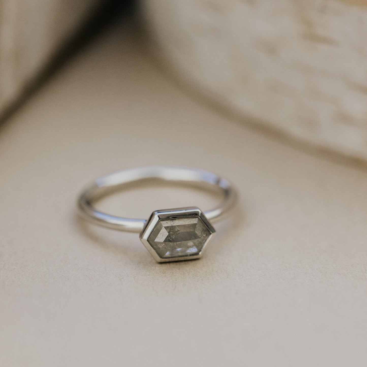 The Bennett 1.21 ct Hexagon Rustic Bezel Solitaire