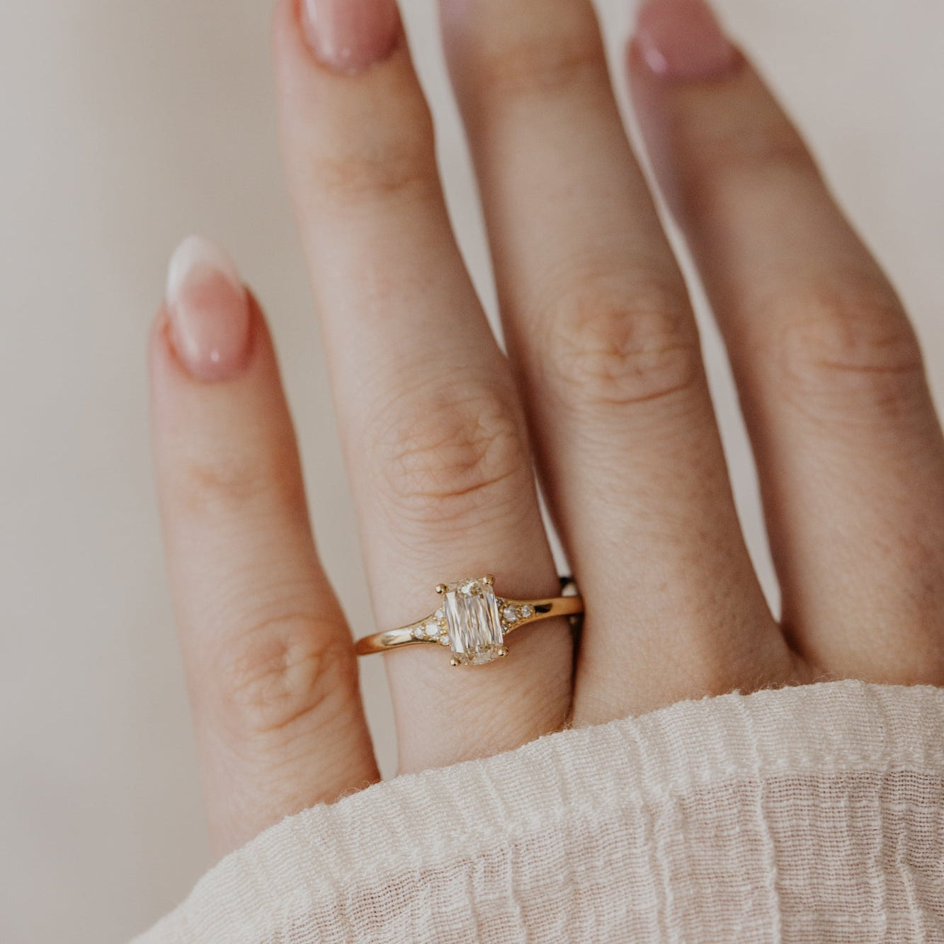 The Angie 1.02 ct Elongated Cushion Champagne Diamond Ring