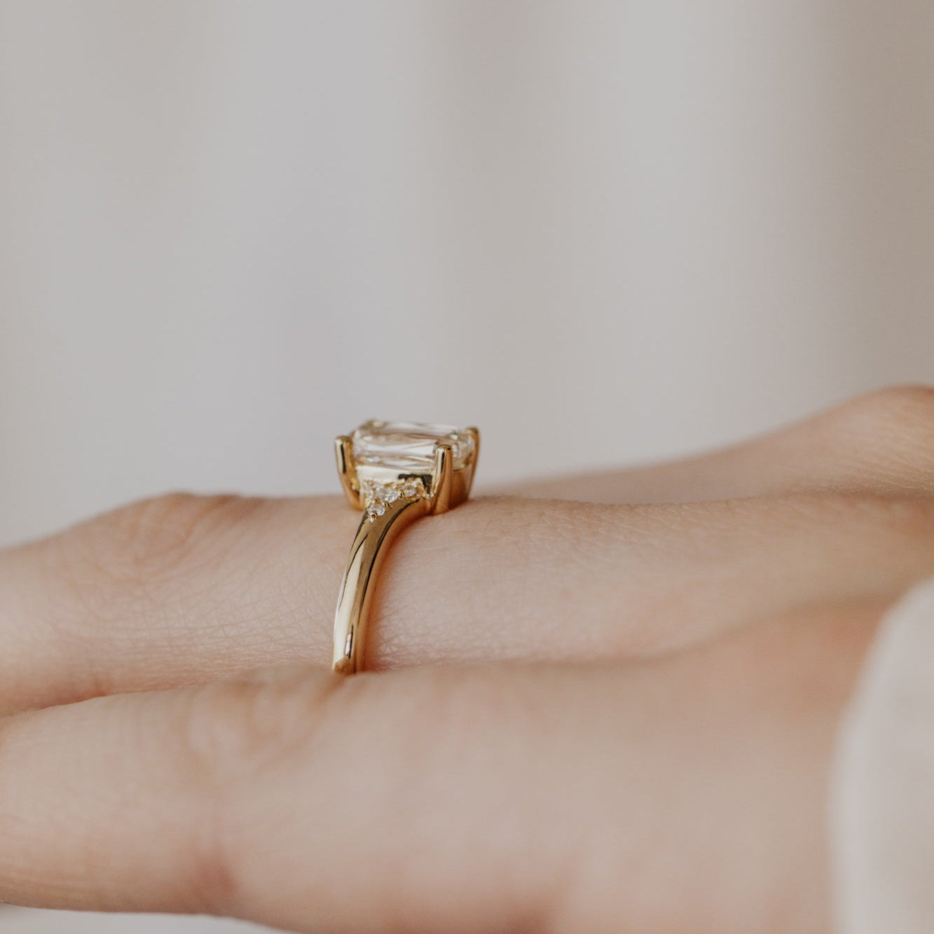The Angie 1.02 ct Elongated Cushion Champagne Diamond Ring
