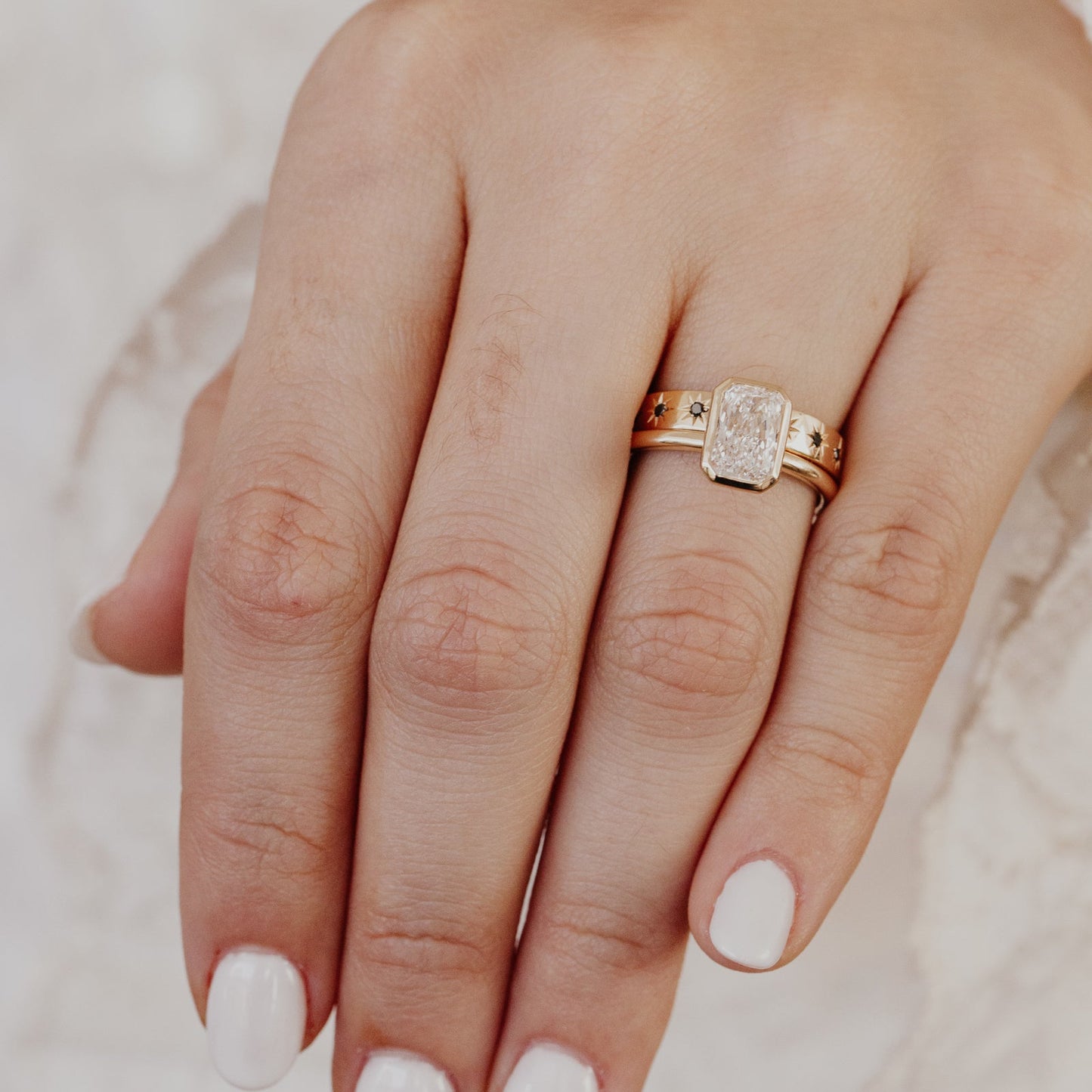 The Estelle Round Black Diamond Band
