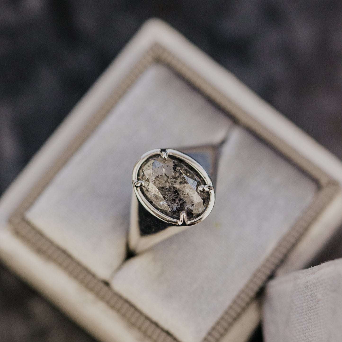 The Lennox 2.97 ct Oval Galaxy Diamond Signet Style Ring