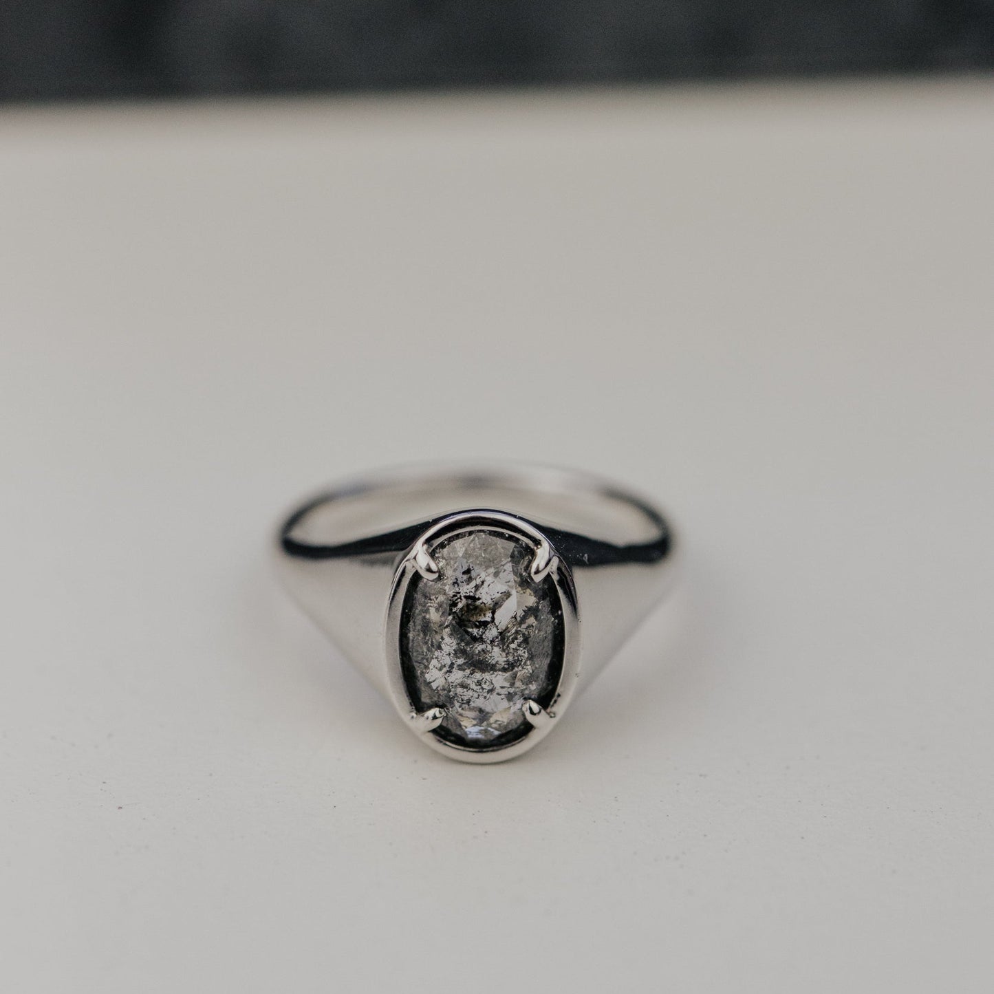 The Lennox 2.97 ct Oval Galaxy Diamond Signet Style Ring