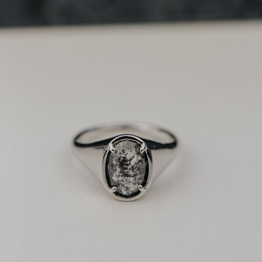 The Lennox 2.97 ct Oval Galaxy Diamond Signet Style Ring