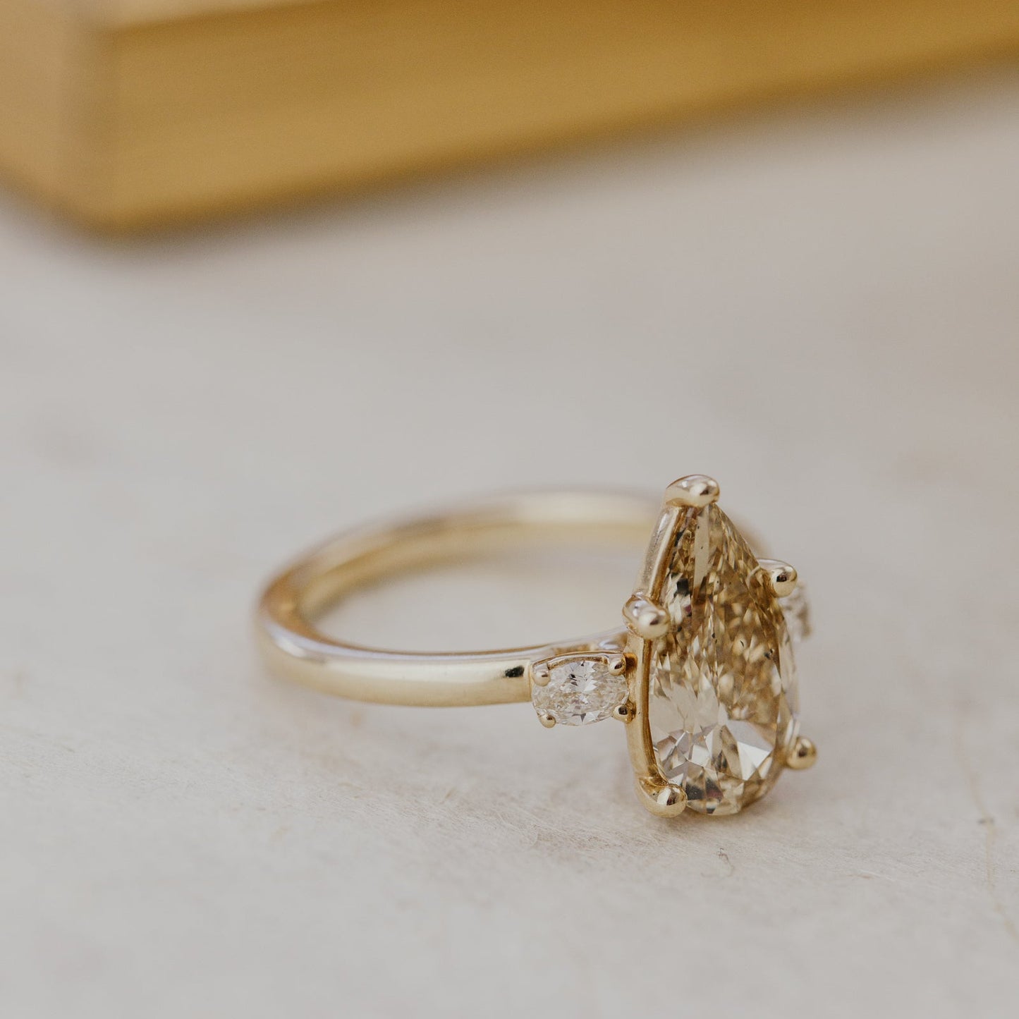 The Ruth 2.04 ct Champagne Pear Diamond Ring