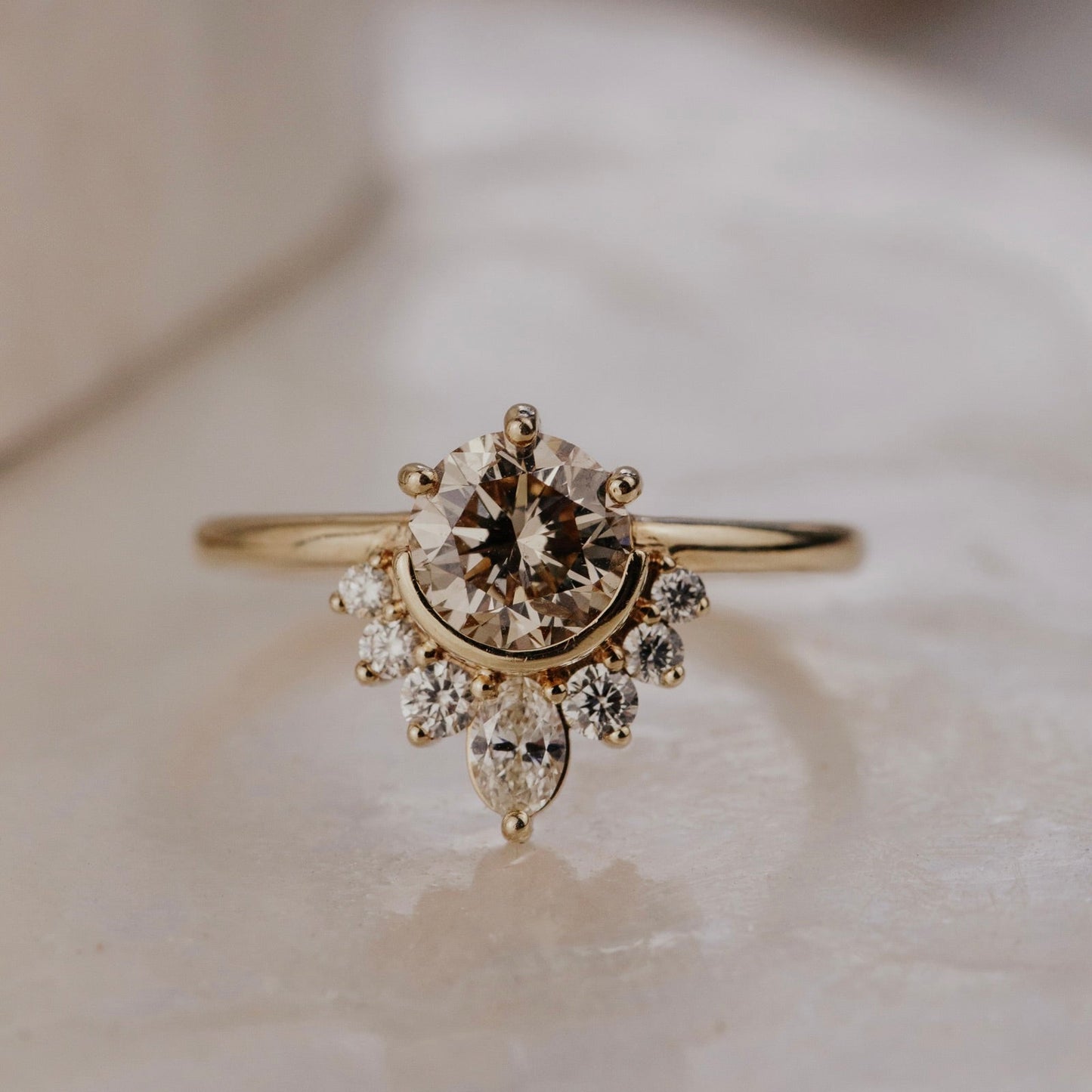 The Athena 1.13 ct Round Champagne Diamond Ring