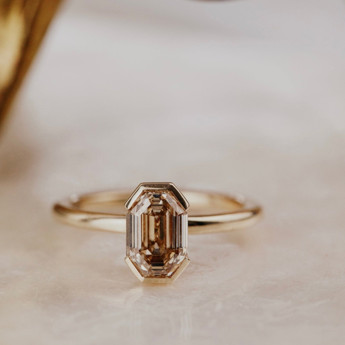 The Zadie 1.83 ct Octagon Step Cut Champagne Diamond Ring