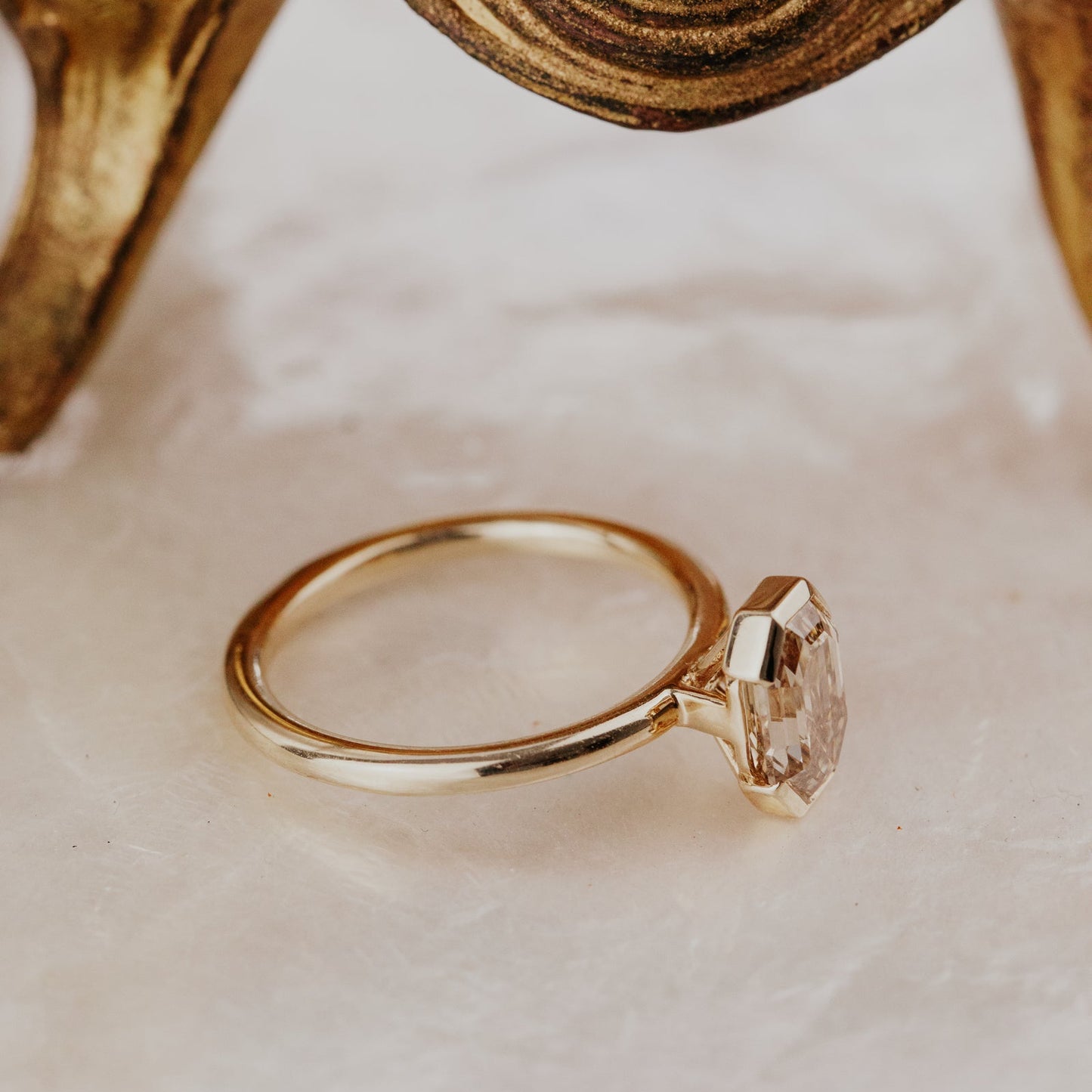 The Zadie 1.83 ct Octagon Step Cut Champagne Diamond Ring