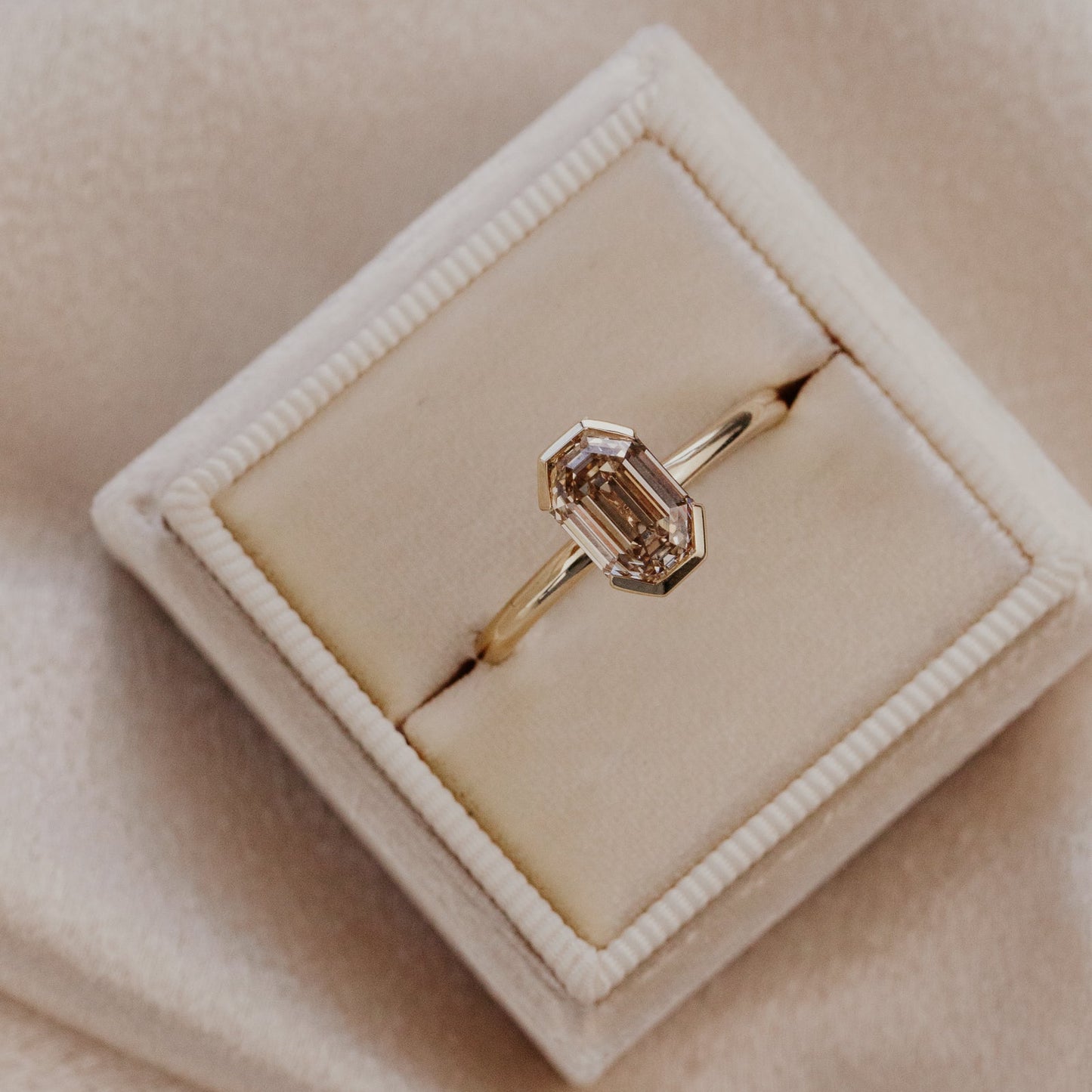 The Zadie 1.83 ct Octagon Step Cut Champagne Diamond Ring