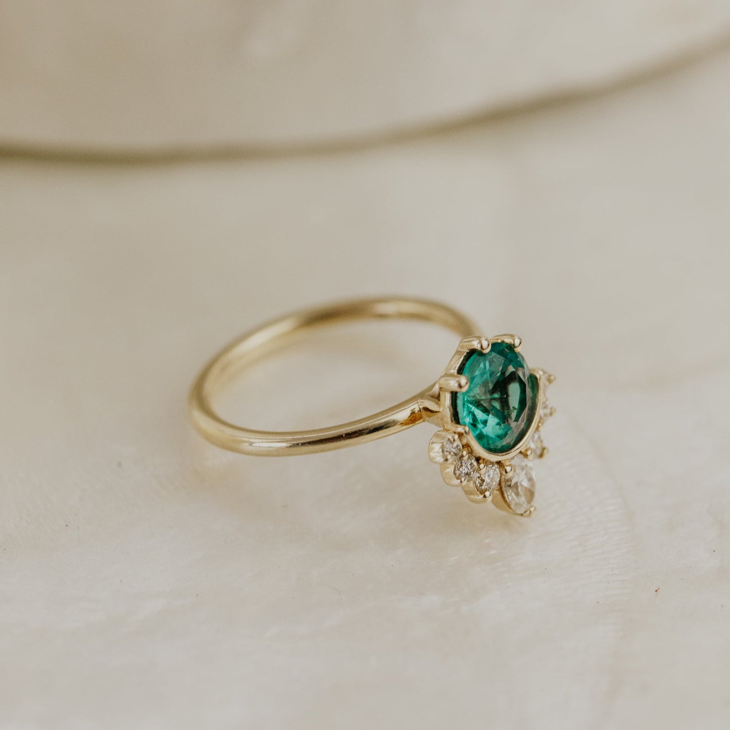 The Athena 1.10 ct Round Emerald Ring