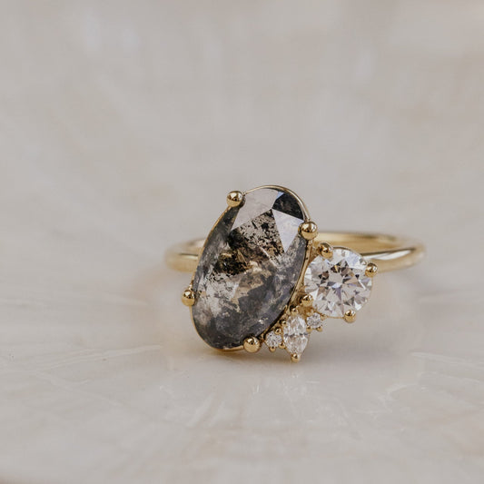The Toi et Moi 3.04 ct Oval Galaxy Diamond and .50 ct Round Diamond Ring