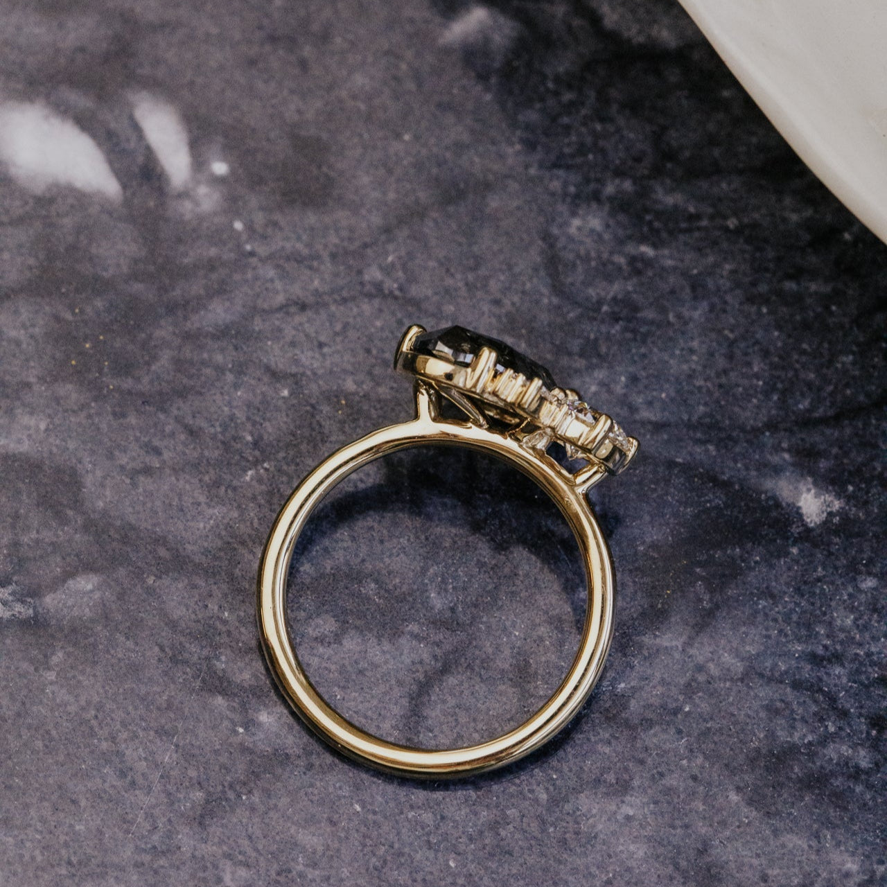 The Toi et Moi 3.04 ct Oval Galaxy Diamond and .50 ct Round Diamond Ring