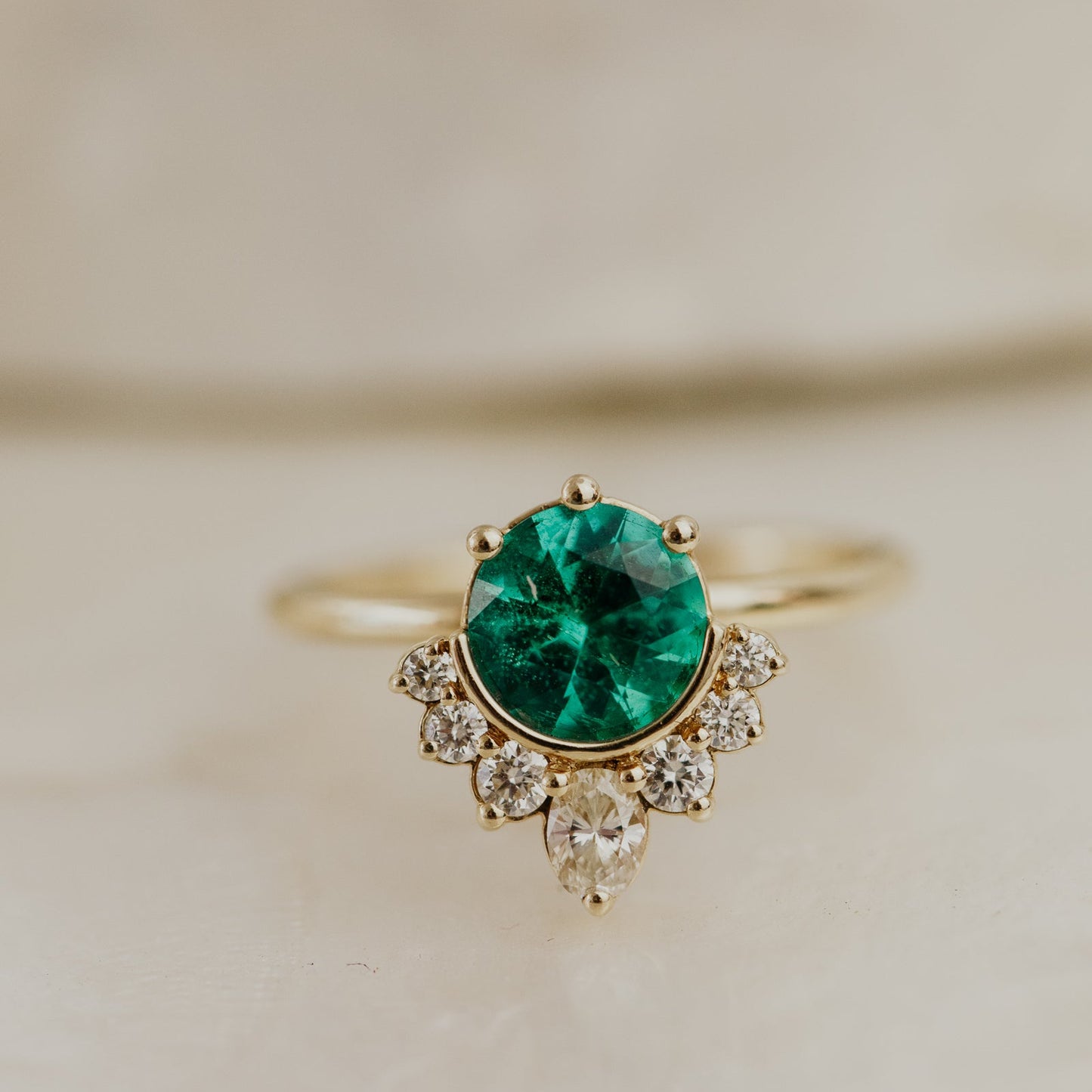 The Athena 1.10 ct Round Emerald Ring