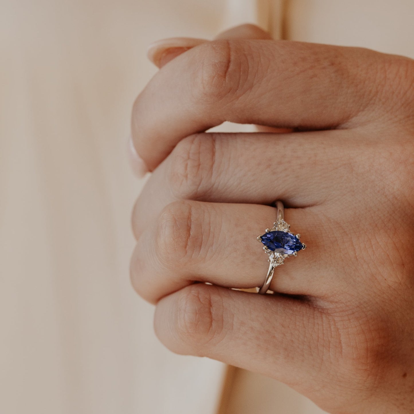 The Vivien 1.22 ct Marquise Blue Sri Lanka Sapphire Ring