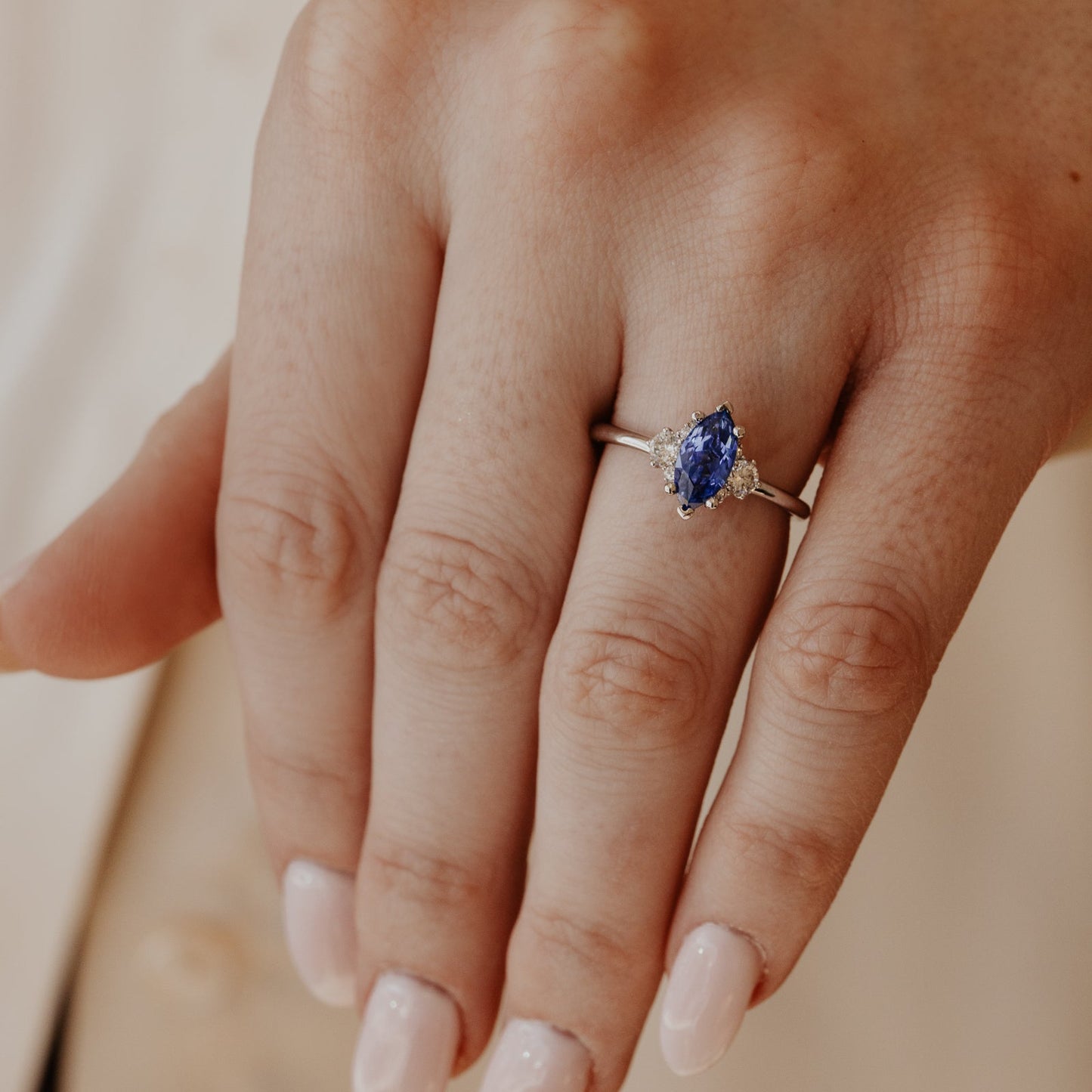 The Vivien 1.22 ct Marquise Blue Sri Lanka Sapphire Ring