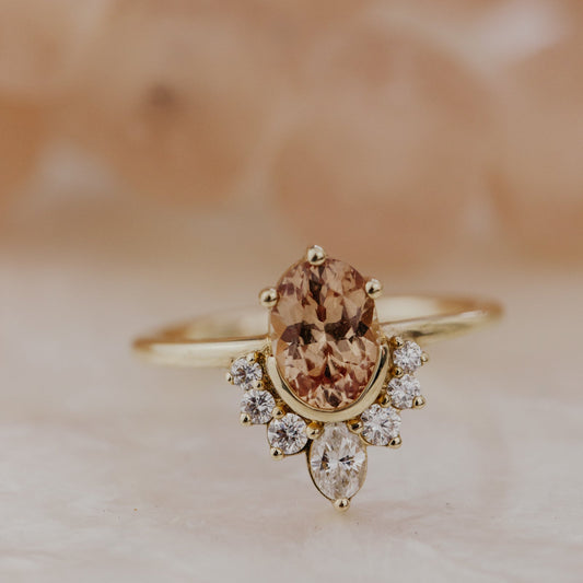 The Athena 1.45 ct Oval Peach Garnet Ring