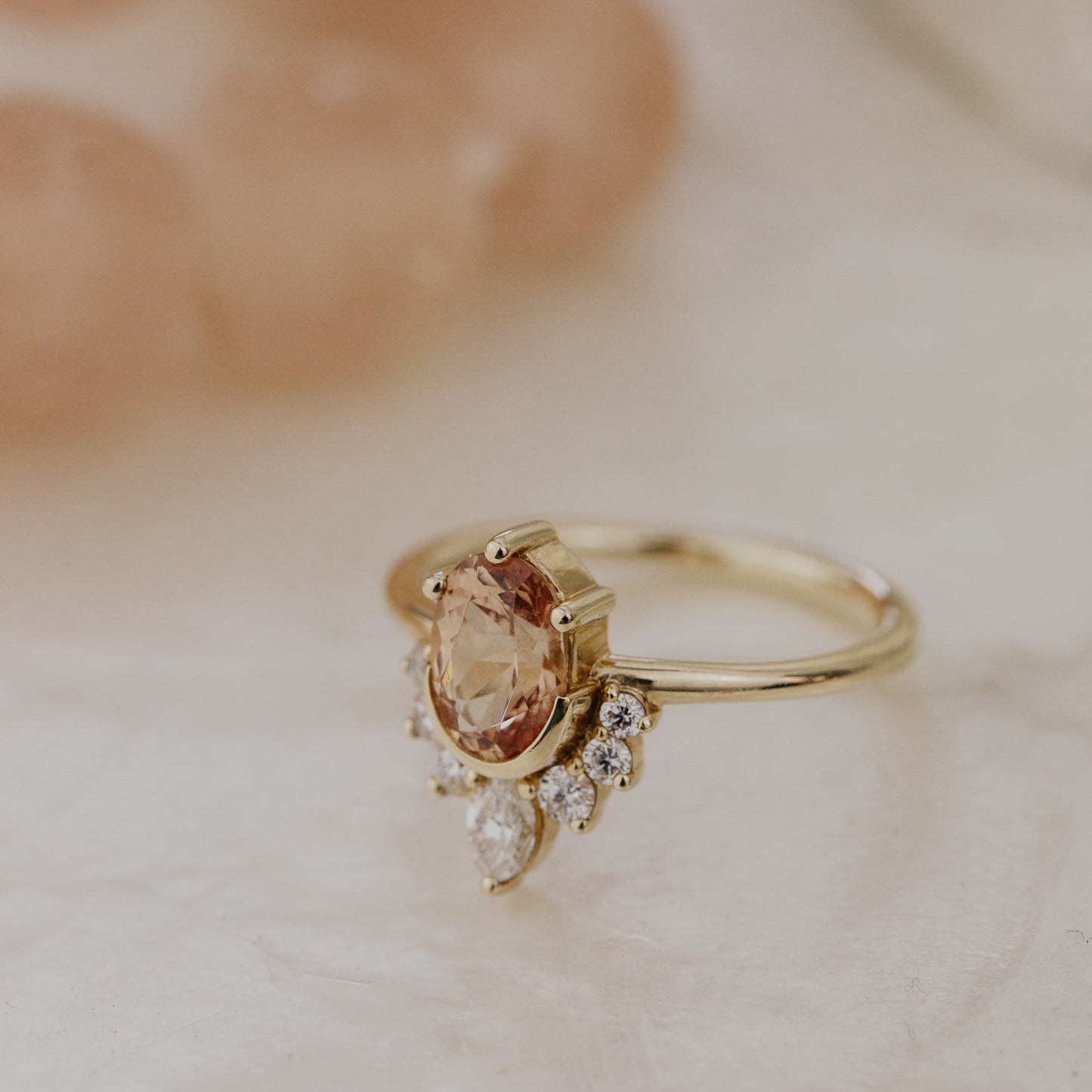 The Athena 1.45 ct Oval Peach Garnet Ring