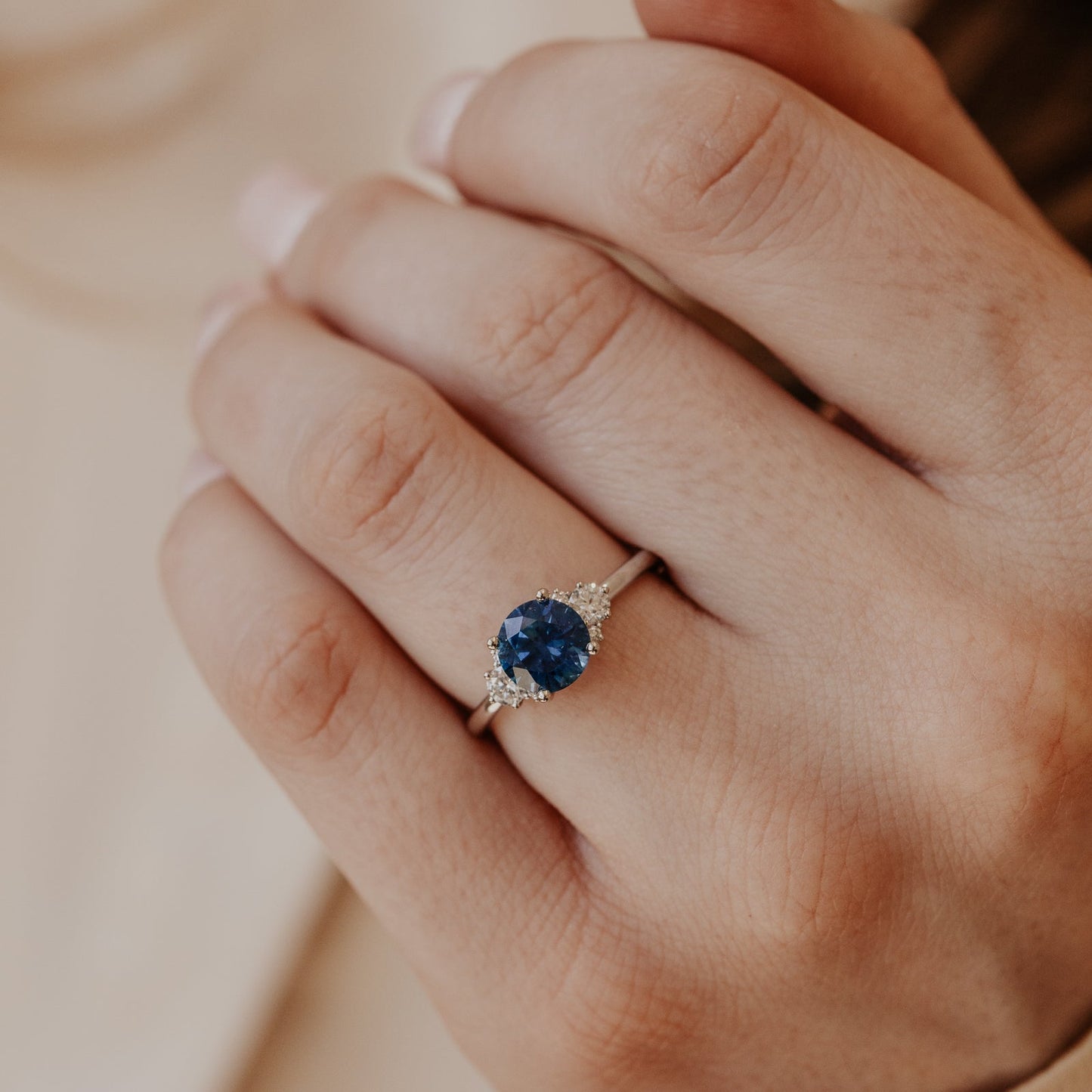 The Vivien 1.70 ct Round Blue Montana Sapphire Ring