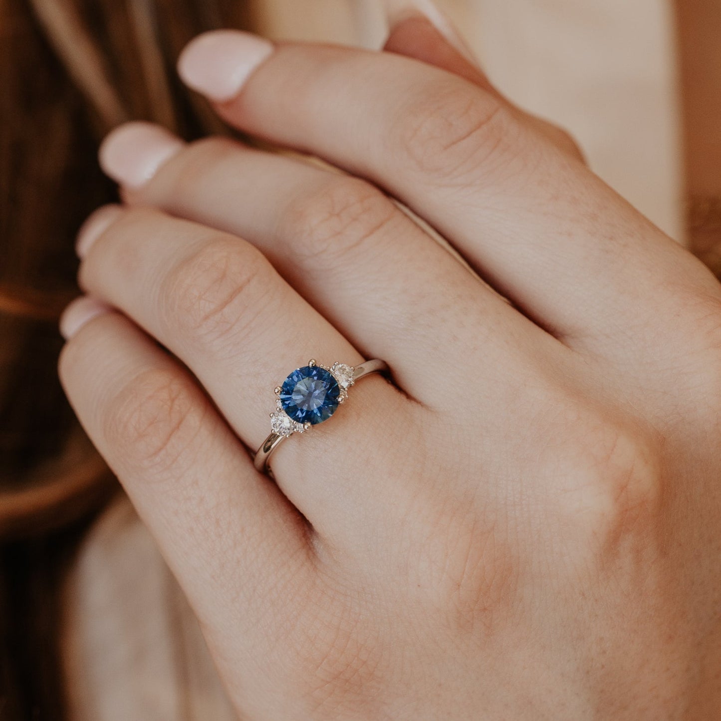 The Vivien 1.70 ct Round Blue Montana Sapphire Ring